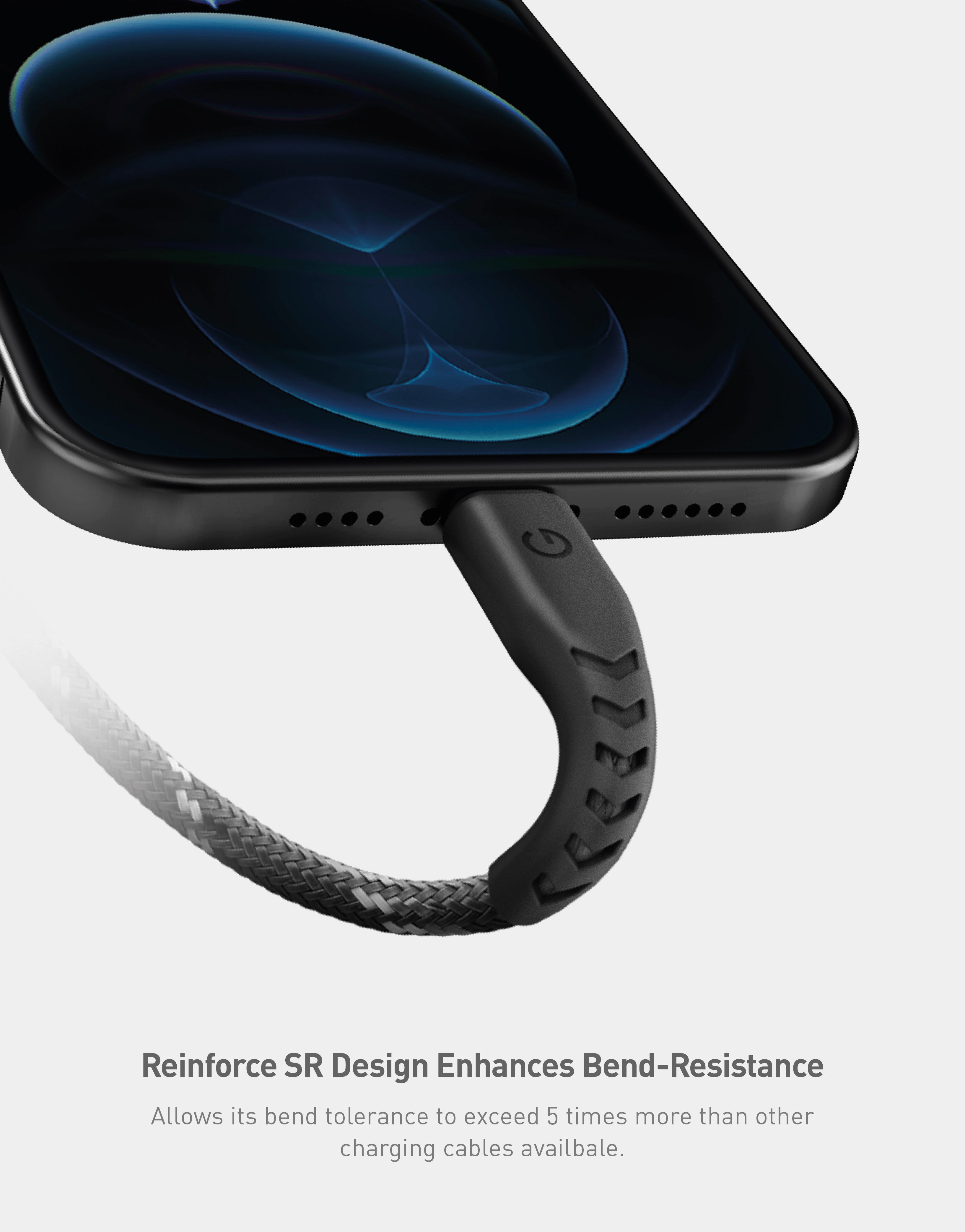 NyloFlex Lightning to USB C Cable 30CM - Fast Charging & Sync Cable for iPhone iPad - Perfect for Home, Office & Travel Use