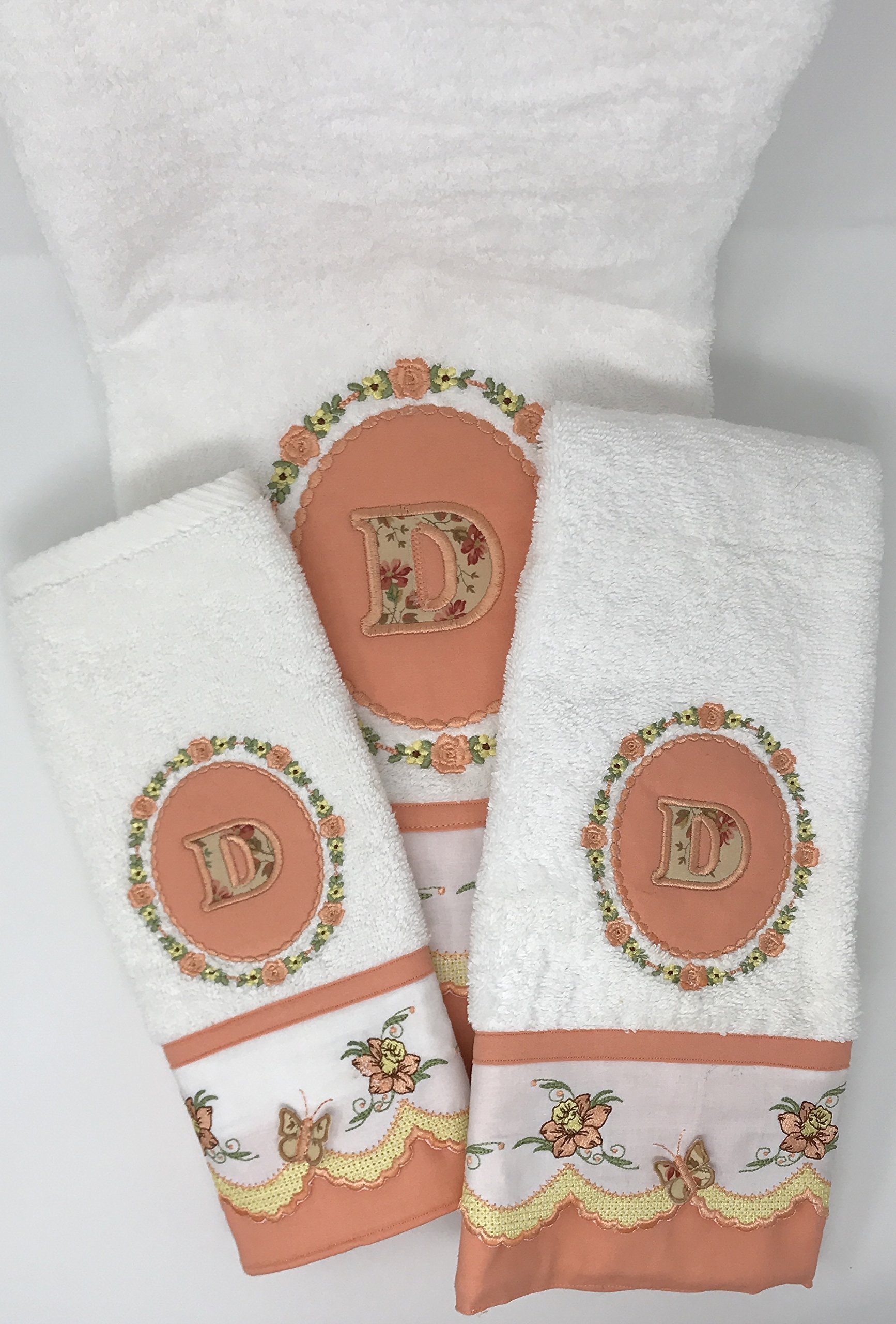 Luxury Monogrammed Bath Towel Set - 3 Piece Soft & Absorbent Cotton Towels for Spa, Bathroom & Beach - Personalized Gift for Her & Him