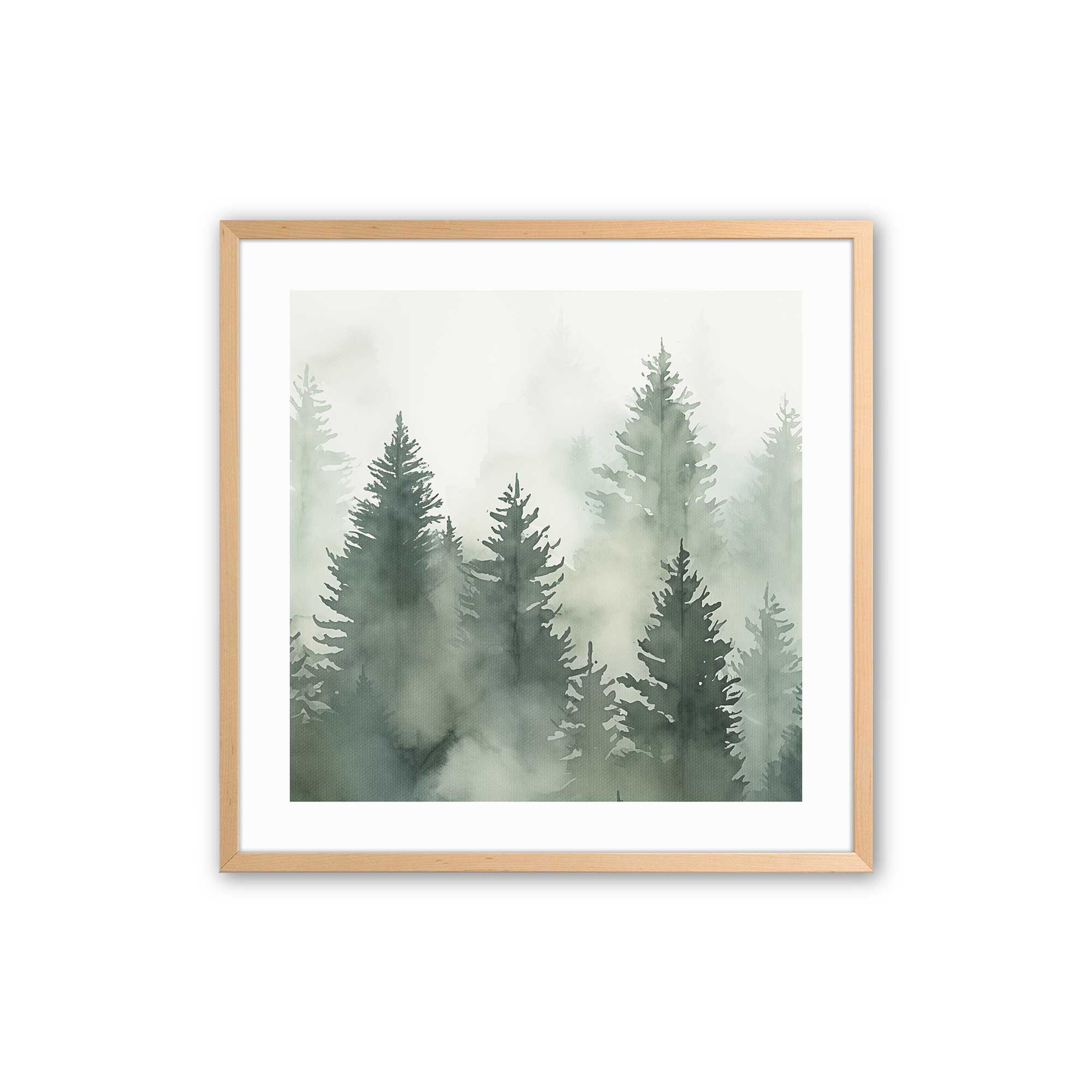 Green Haze Woodland Wall Art - Set of 3 Framed Nature Prints for Living Room, Bedroom & Office Decor | Forest Landscape Paintings | Ready to Hang Home Decoration