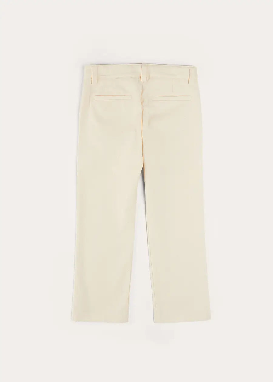 White Plain Pocket Detail Trousers for Kids (4-10 Years) - Comfortable Casual Pants for School, Play & Everyday Wear