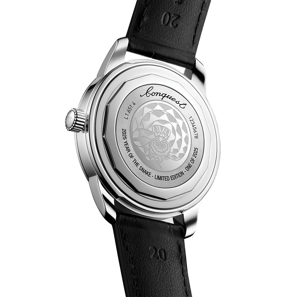Conquest Heritage Year of the Snake Limited Edition 40mm Red Leather Strap Watch - Perfect for Collectors & Special Occasions