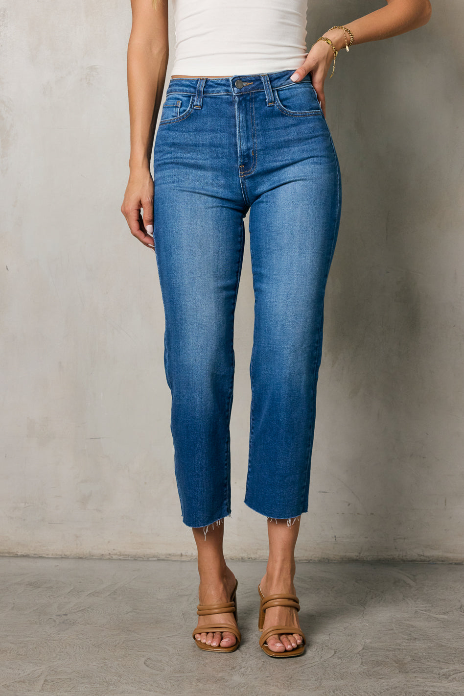 Lumi Women's Straight Leg Jeans - High Waist Slim Fit Stretch Denim Pants for Casual Wear & Everyday Outfits