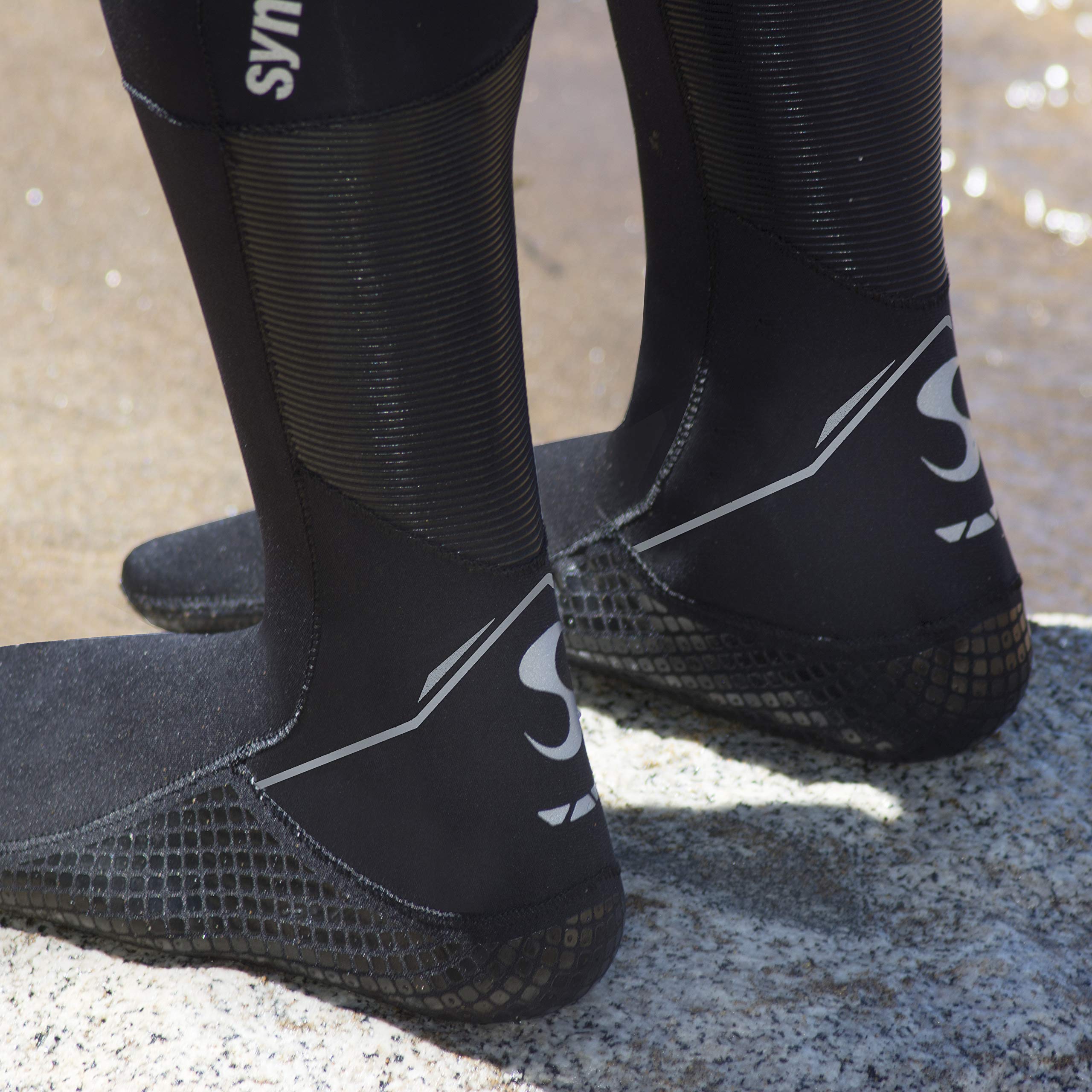 Synergy Swim Socks - Neoprene Swim Booties for Men & Women - Water Shoes for Swimming, Surfing & Beach Activities