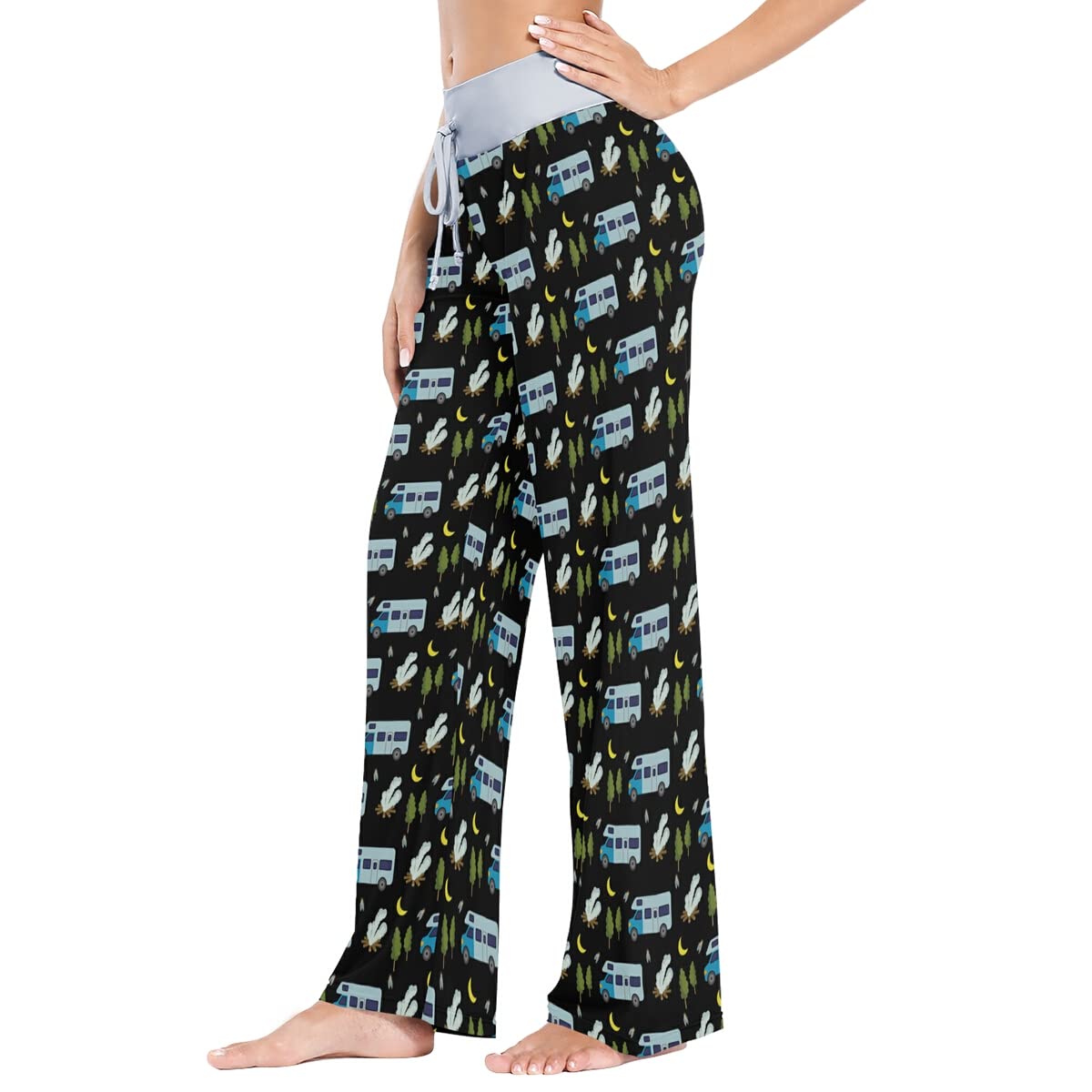 Women's Loose Casual Comfy Pajama Pants with Drawstring - Wide Leg Palazzo Lounge Pants for Sleep, Yoga & Home Relaxation