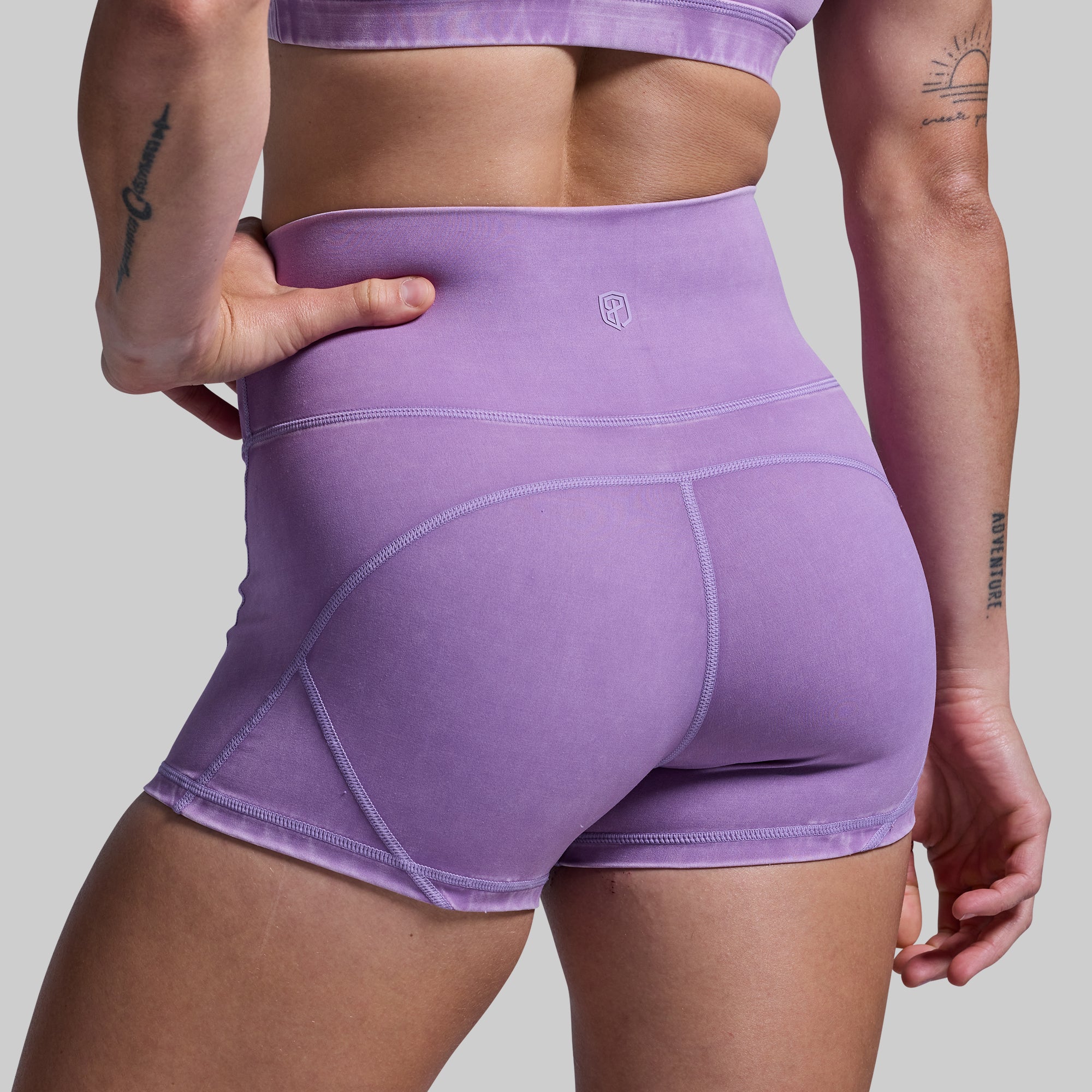 High Waisted Booty Shorts for Women - Washed Orchid Color | Comfortable & Sexy Workout Shorts for Gym, Yoga, and Lounge