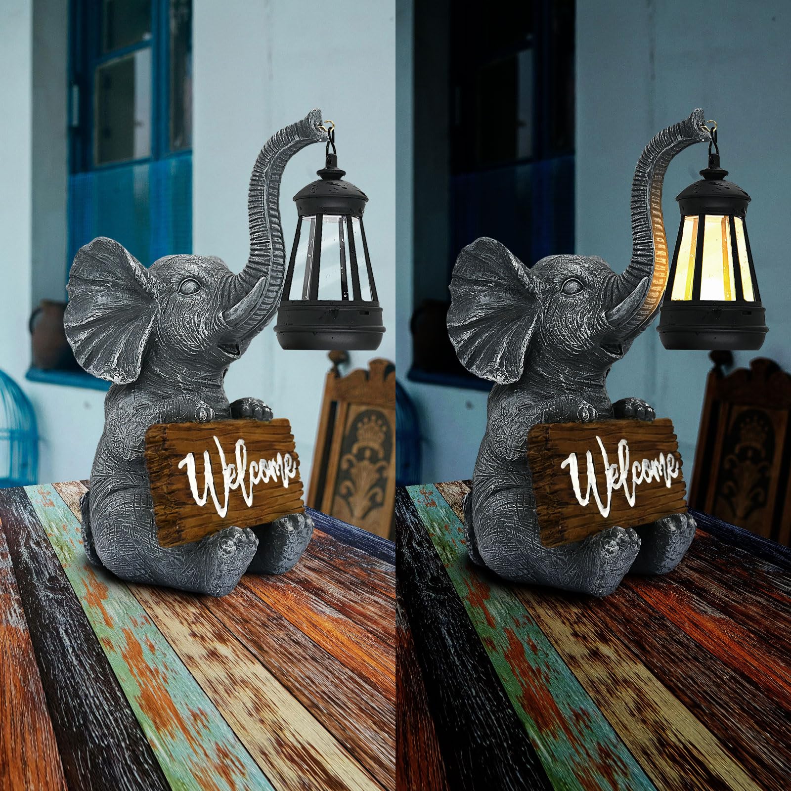 Solar Elephant Garden Statues - Outdoor Decorative Lights for Garden, Balcony, Patio, Yard & Lawn - Unique Housewarming, Birthday & Mother's Day Gifts for Women, Mom & Grandma - Perfect for Evening Ambiance & Landscape Lighting