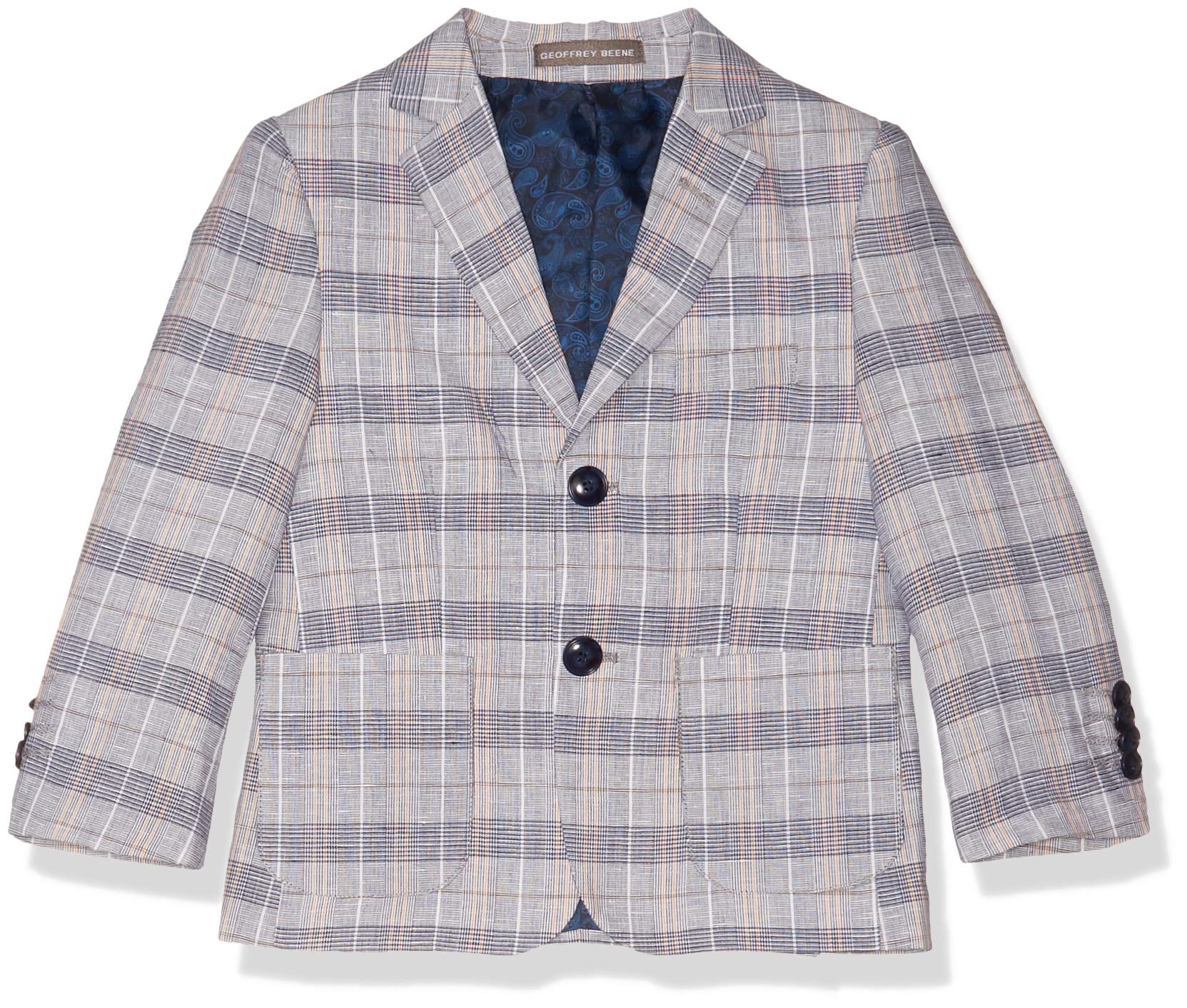 Isaac Mizrahi Boys' Linen Multi-Plaid Blazer Jacket - Stylish Kids' Formal Wear for Weddings, School Events & Special Occasions