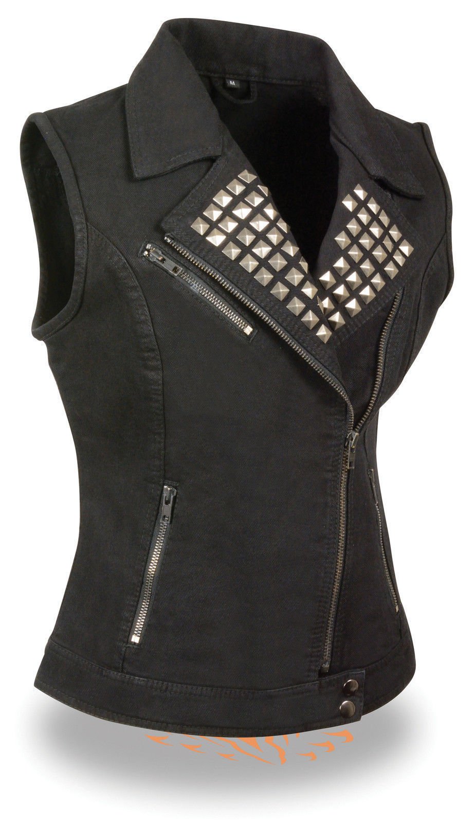 Women's Lightweight Motorcycle Biker Vest - Milwaukee Style Spiked Denim Jacket with Gun Pockets | Perfect for Riding, Concerts & Edgy Fashion