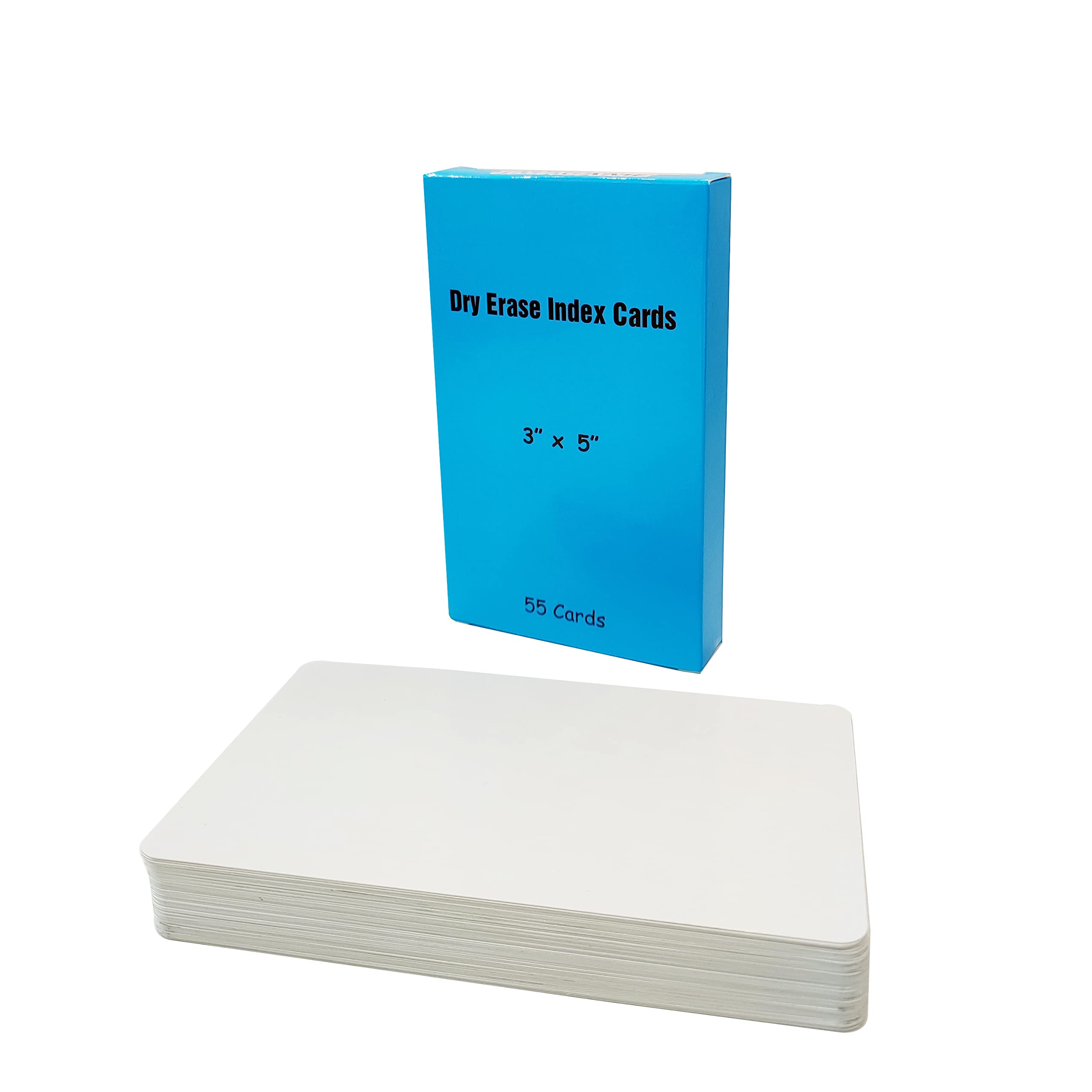 Dry Erase Index Cards 3x5 Inches - 55 Pack Double Sided Blank Laminated Note Cards - Reusable Whiteboard Flash Cards for School, Office & Home - Perfect for To-Do Lists, Study Notes & Classroom Activities