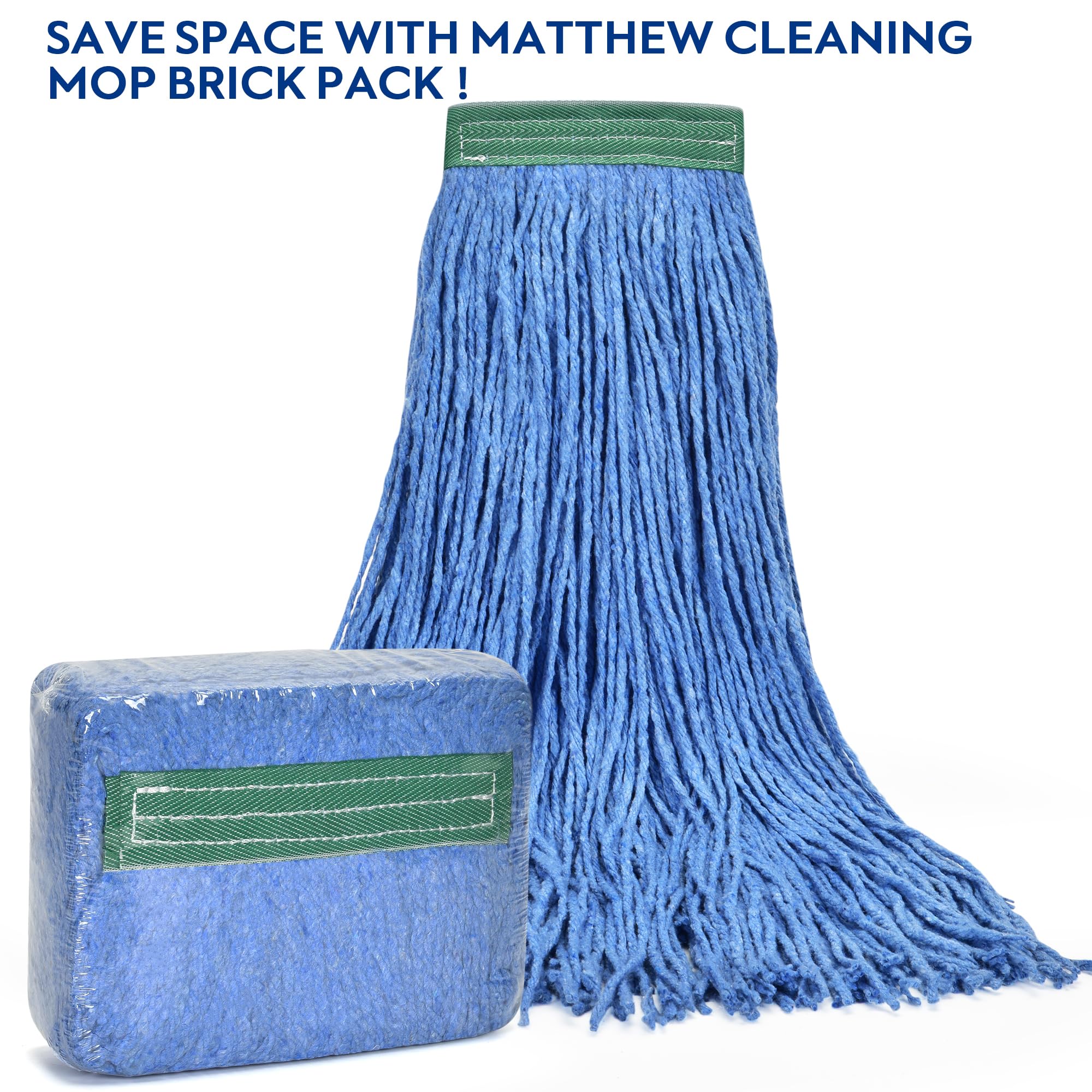 Heavy Duty Cotton Mop Heads 24oz 12-Pack - Universal Replacement for Home & Commercial Cleaning (Blue)