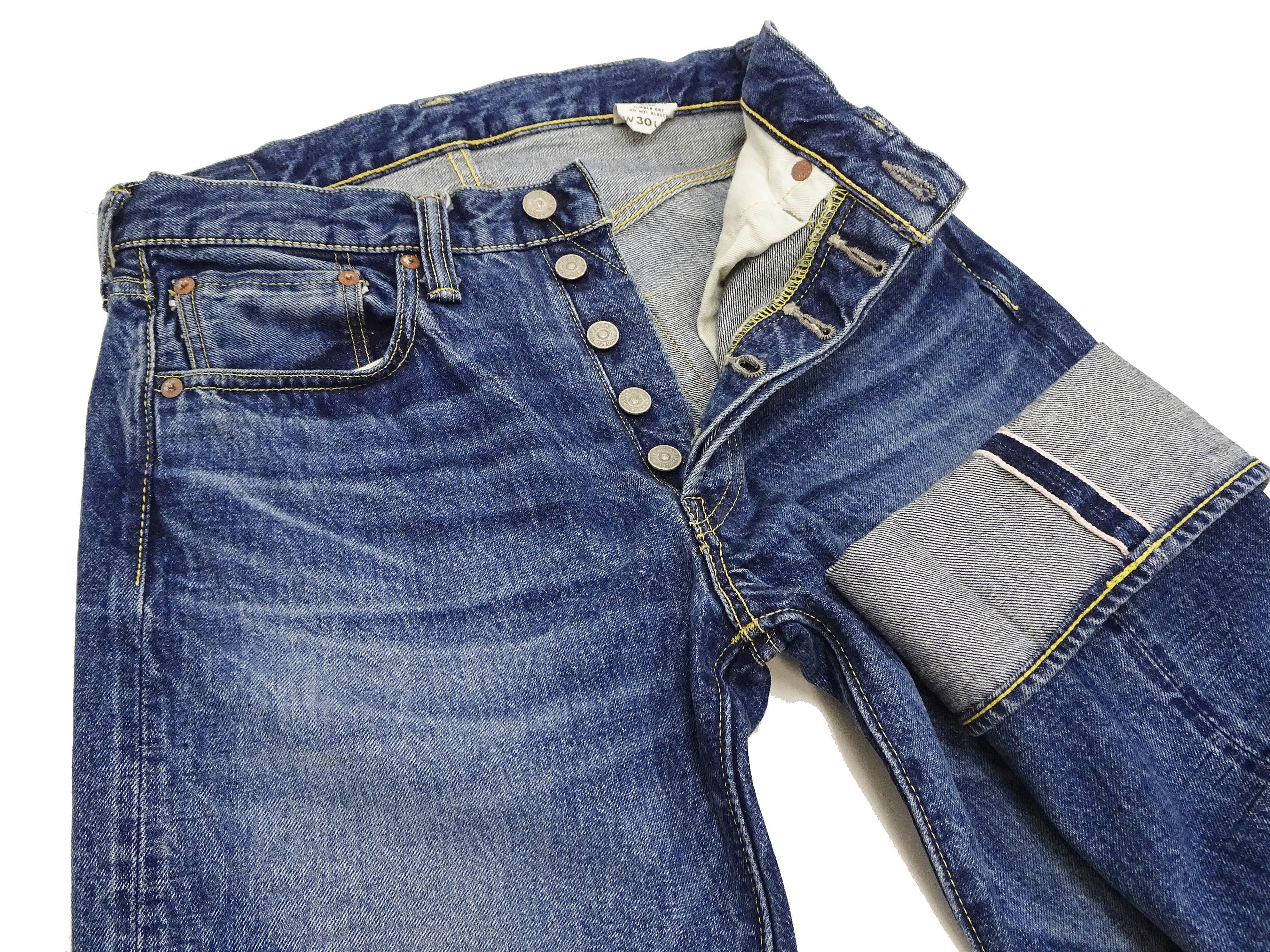Men's SC41947SW Regular Straight Fit Pre-Aged Jeans - 14.25 oz Indigo Faded Denim Pants, 1947 Vintage Model (32 Length) | Comfortable Casual Wear for Everyday Outfits & Retro Style
