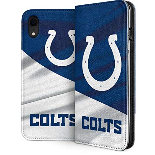 Officially Licensed NFL Indianapolis Colts Faux-Leather Wallet Phone Case for iPhone XR - Slim Protective Folio Cover with Card Slots - Perfect for Football Fans & Everyday Use