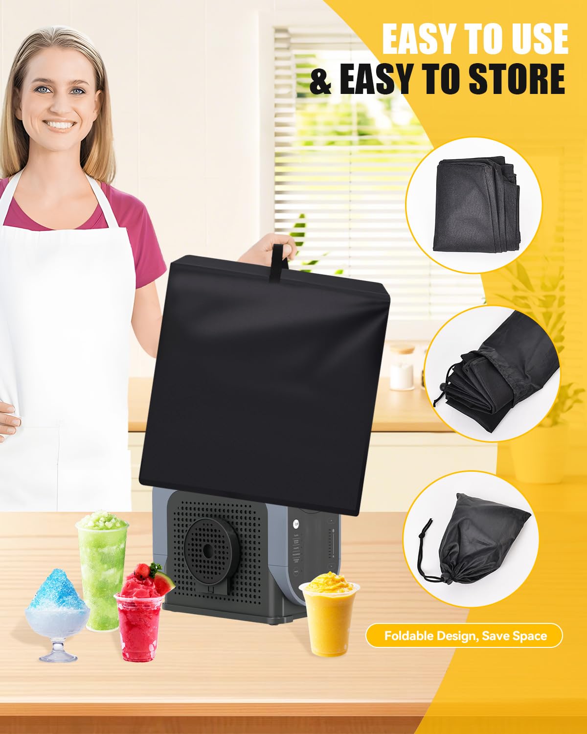 Waterproof & Dustproof Anti-Static 600D Oxford Cover for Ninja Professional Slushie Machine FS301/SLUSHi FS301C - Protective Lid for Frozen Drink Maker, Black | Perfect for Home Bars, Parties & Outdoor Events