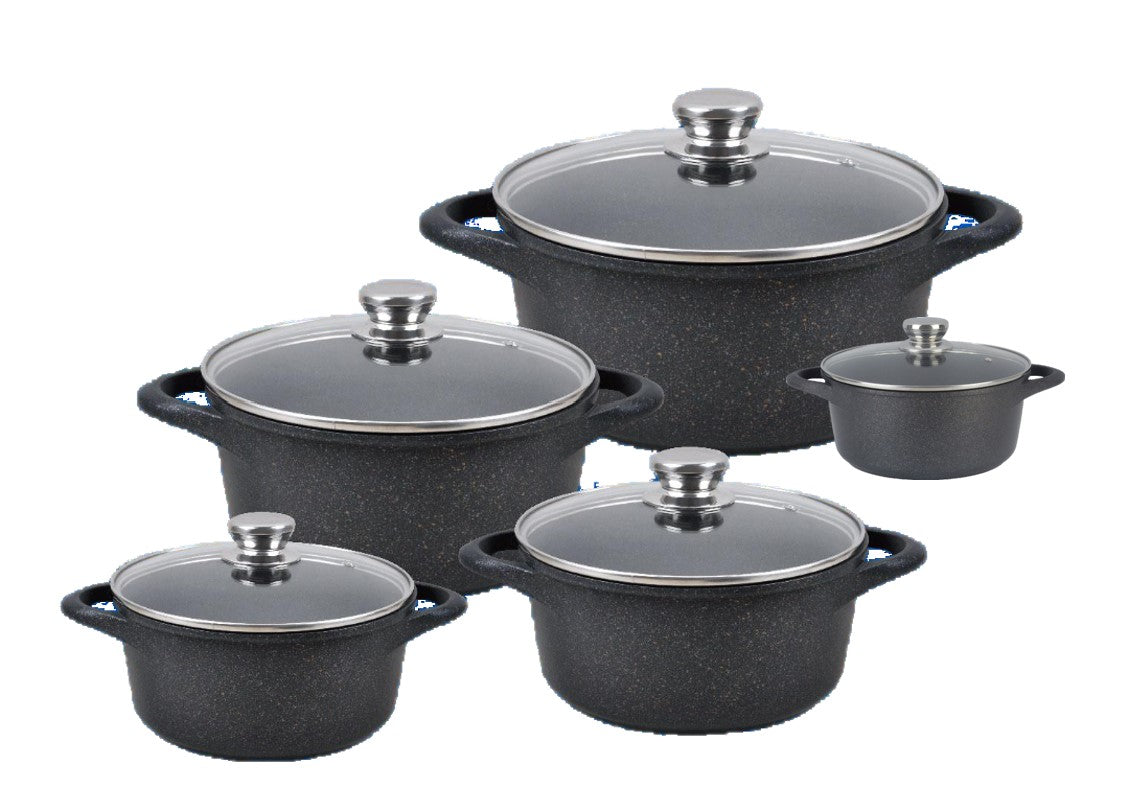 Premium NEWARE Marble Pots - Set of 4 Sizes (Small, Medium, Large, XL) for Modern Kitchen & Dining | Elegant Marble Cooking Pots & Serving Bowls for Soups, Salads, Pasta & Home Decor