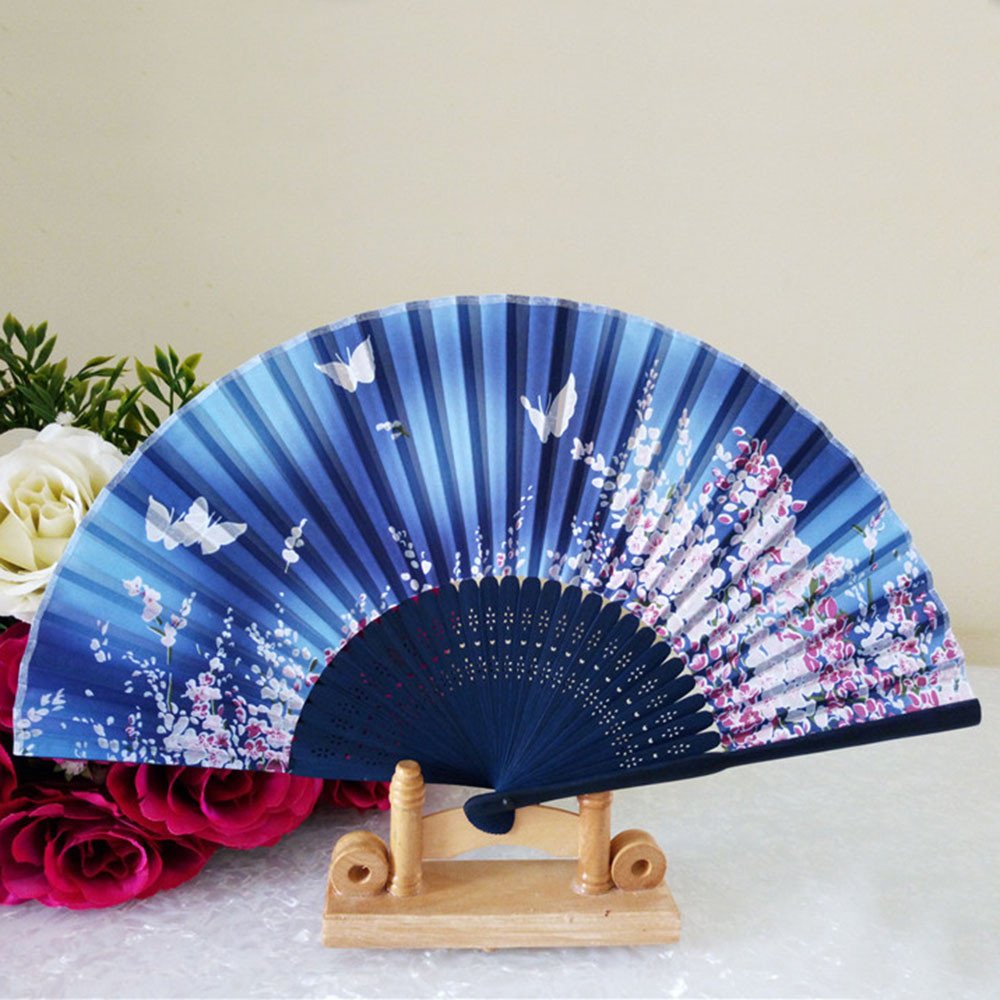 Elegant Lace Silk Folding Hand Fan - Wedding Party Dance Floral Fan for Brides, Bridesmaids & Performers - Perfect for Weddings, Photo Shoots & Stage Performances (Style B, One Size)