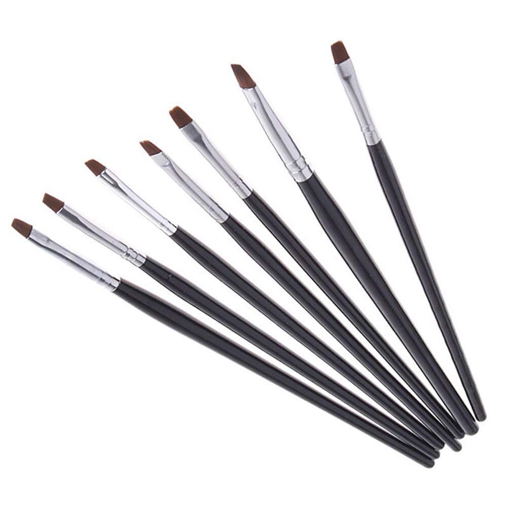 7PCS Black Nail Art Brush Set - Dotting, Painting, Drawing & Flower Design Tools for UV Gel Polish Manicure | Professional Nail Art Brushes for Salon & Home DIY Nail Decoration