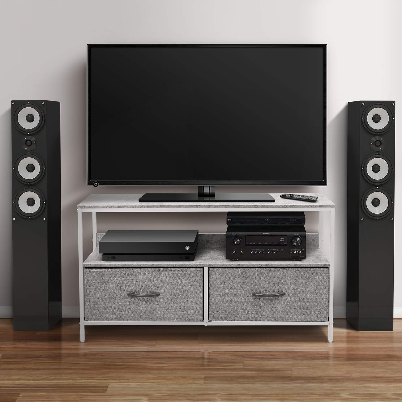 Sorbus TV Stand with 2 Drawers - Modern TV Riser Chest with Storage - Sturdy TV Stand for Living Room, Bedroom, Dorm & Closet - Perfect for Organizing Electronics, Media & Home Decor