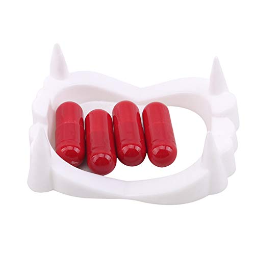 Glow in the Dark Vampire Teeth Fangs - Halloween Costume Accessories & Party Decor with Tooth Pellets - Perfect for Cosplay, Halloween Parties, and Spooky Photo Shoots (XL Size, Color 4)