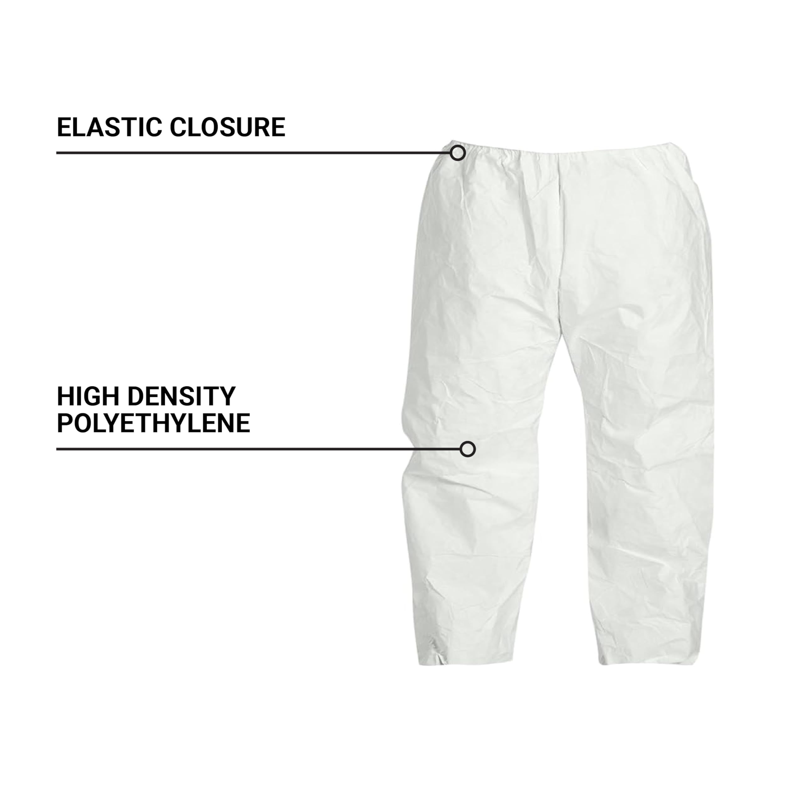DuPont Tyvek 400 Disposable Protective Pants with Elastic Waist - White X-Large (50-Pack) | Chemical Resistant Coveralls for Lab Work, Painting, Construction & Industrial Safety