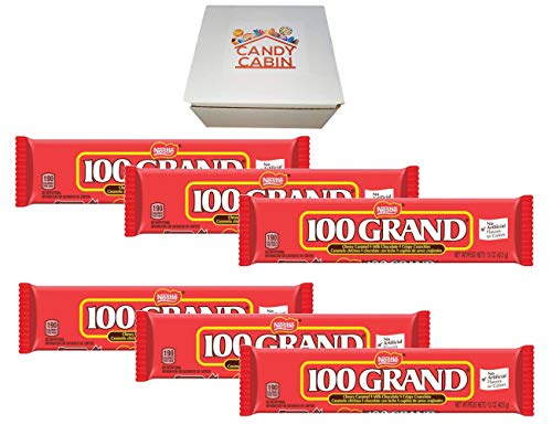 100 Grand Milk Chocolate Candy Bars (6 Pack) - Full Size Individually Wrapped Ferrero Candy by CANDY CABIN - Perfect for Halloween Treats, Party Favors & Office Snacks