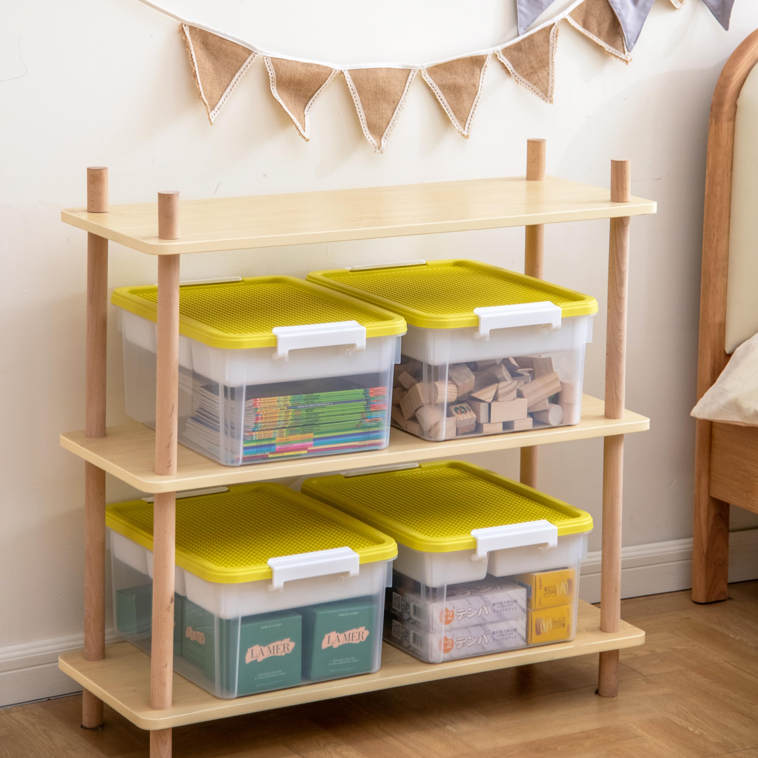 Citylife 17 QT Clear Plastic Storage Box with Building Baseplate Lid & Removable Tray - Perfect for Beads, Tools, Sewing Supplies & Craft Organization - Ideal for Home, Office & DIY Projects