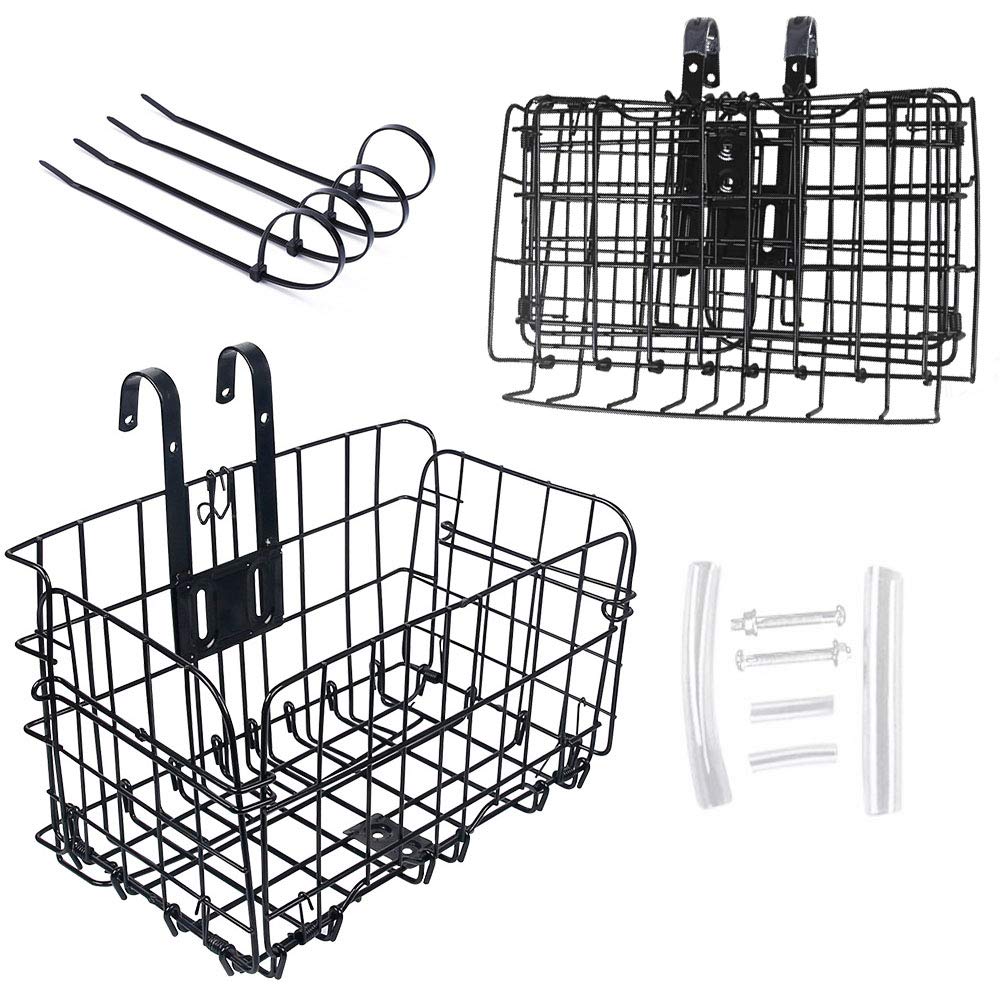 **Dankeler Detachable Bike Basket - Folding Rear & Front Bicycle Basket with Zip Ties - Quick Release Handlebar Basket for Mountain, Road & Folding Bikes - Perfect for School, Shopping & Outdoor Adventures**