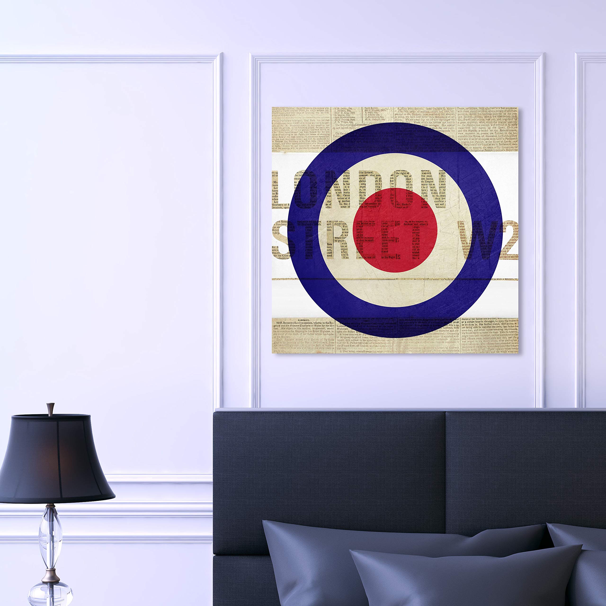 London Street Typography Wall Art Canvas Print - 30x30 Inch Red & Blue Home Decor by Oliver Gal Artist Co. | Perfect for Living Room, Bedroom & Office Décor
