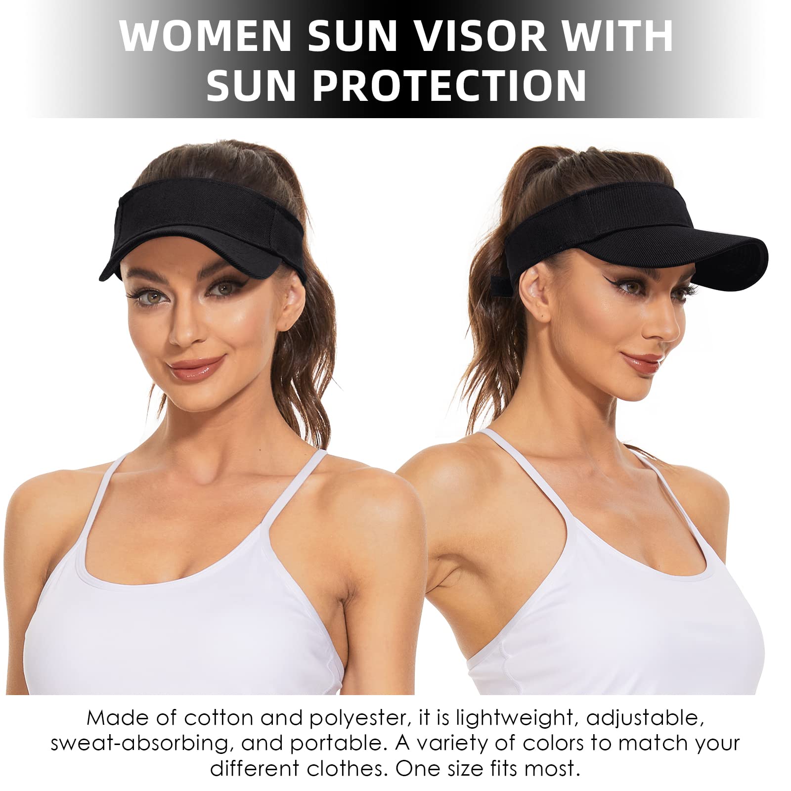 Sun Visor Hat - Breathable Cotton UV Protection Cap for Women & Men - Perfect for Golf, Beach, Running & Outdoor Activities