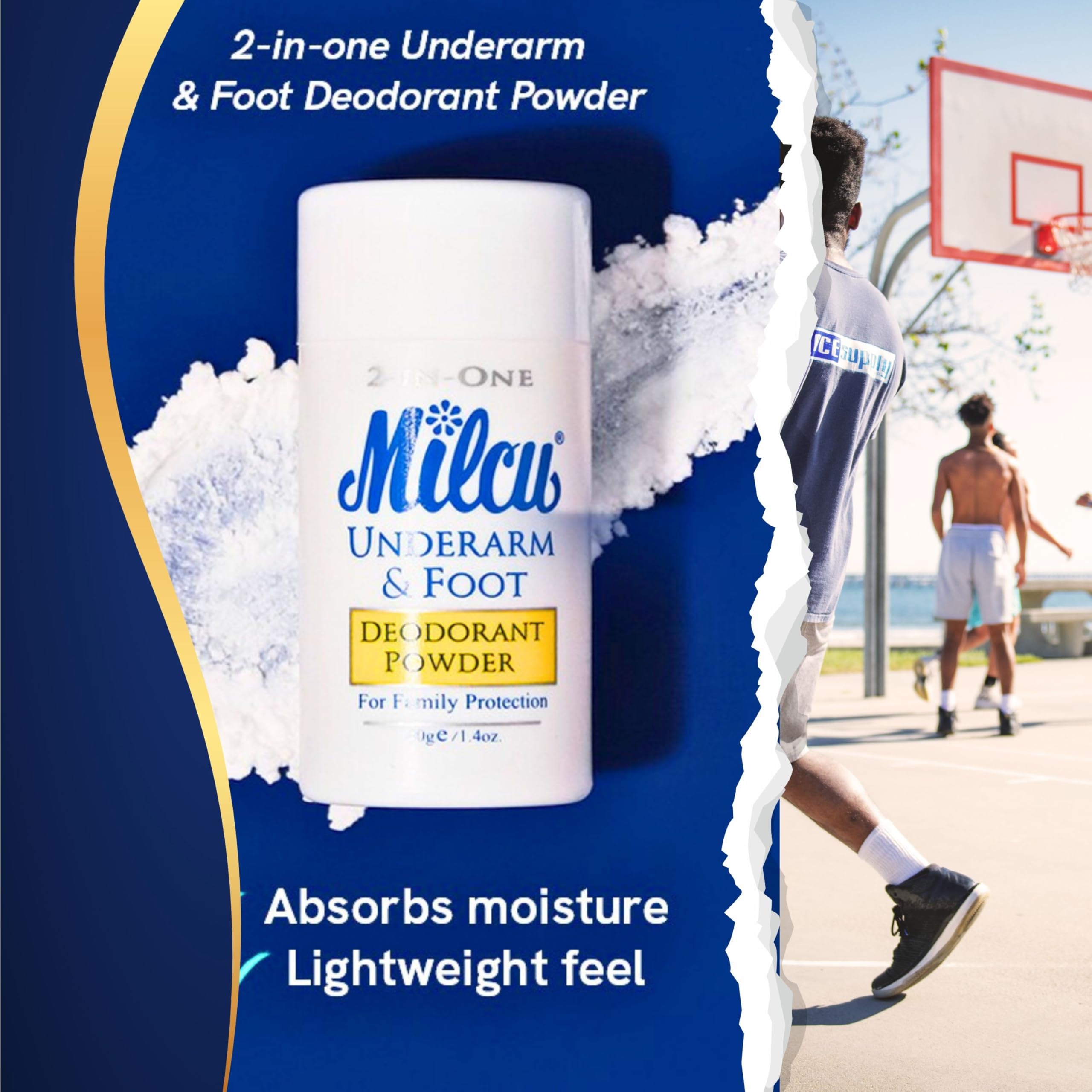 Natural Underarm & Foot Deodorant Powder - 40g for Odor Control & Sweat Absorption - Ideal for Gym, Hiking & Daily Freshness