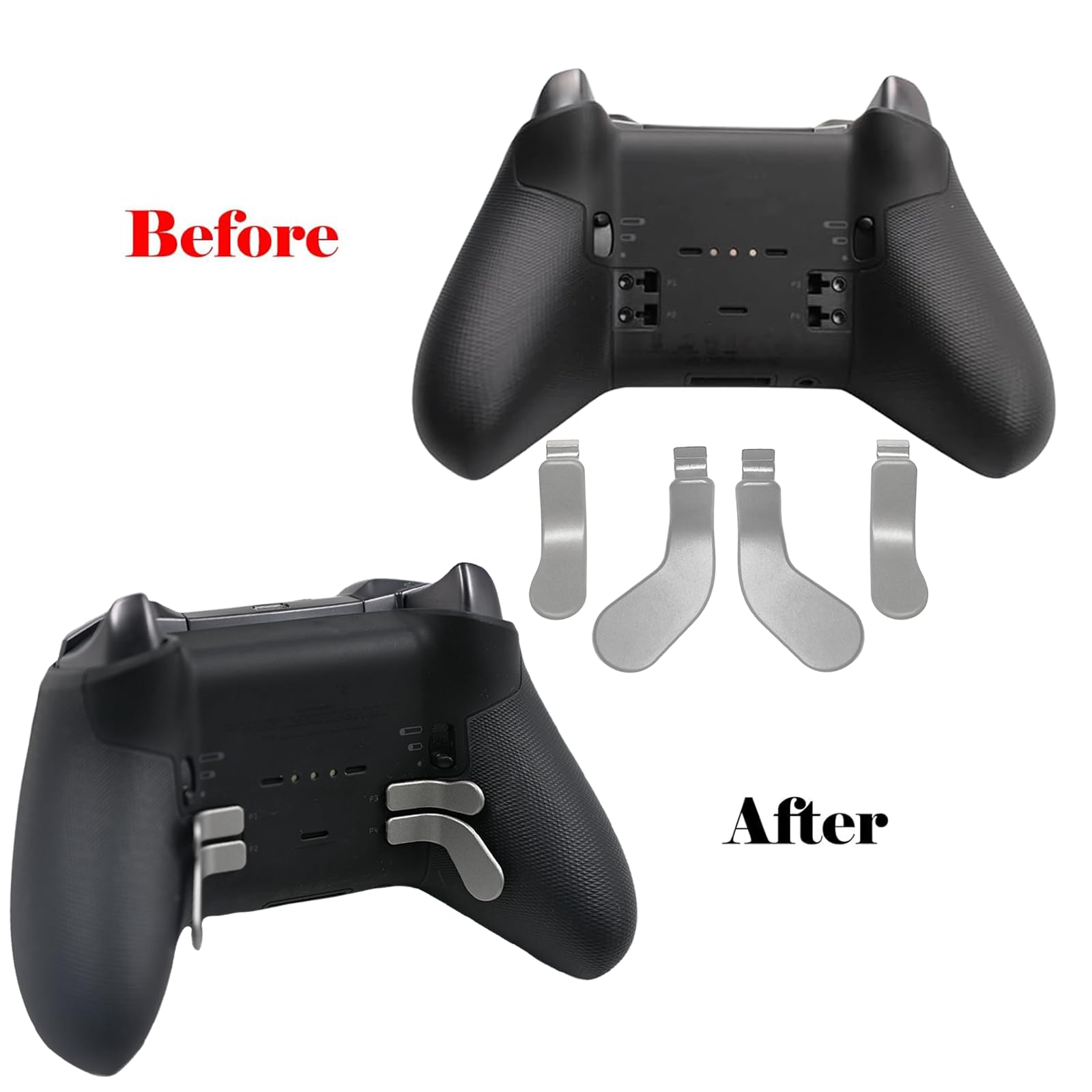 4 Pcs Premium Xbox Elite Controller Paddles - Compatible with Xbox Elite Series 2 & Series 1 Core Controllers - Silver Back Button Accessories for Enhanced Gaming Performance (Perfect for FPS, Racing & Competitive Gaming)
