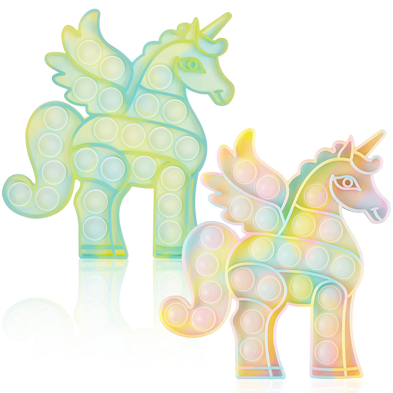 Glow in The Dark Unicorn Pop Bubble Fidget Toy - Sensory Stress Relief for Anxiety, ADHD - Silicone Popper for Kids, Girls & Adults - Perfect for Home, Office & Travel Relaxation