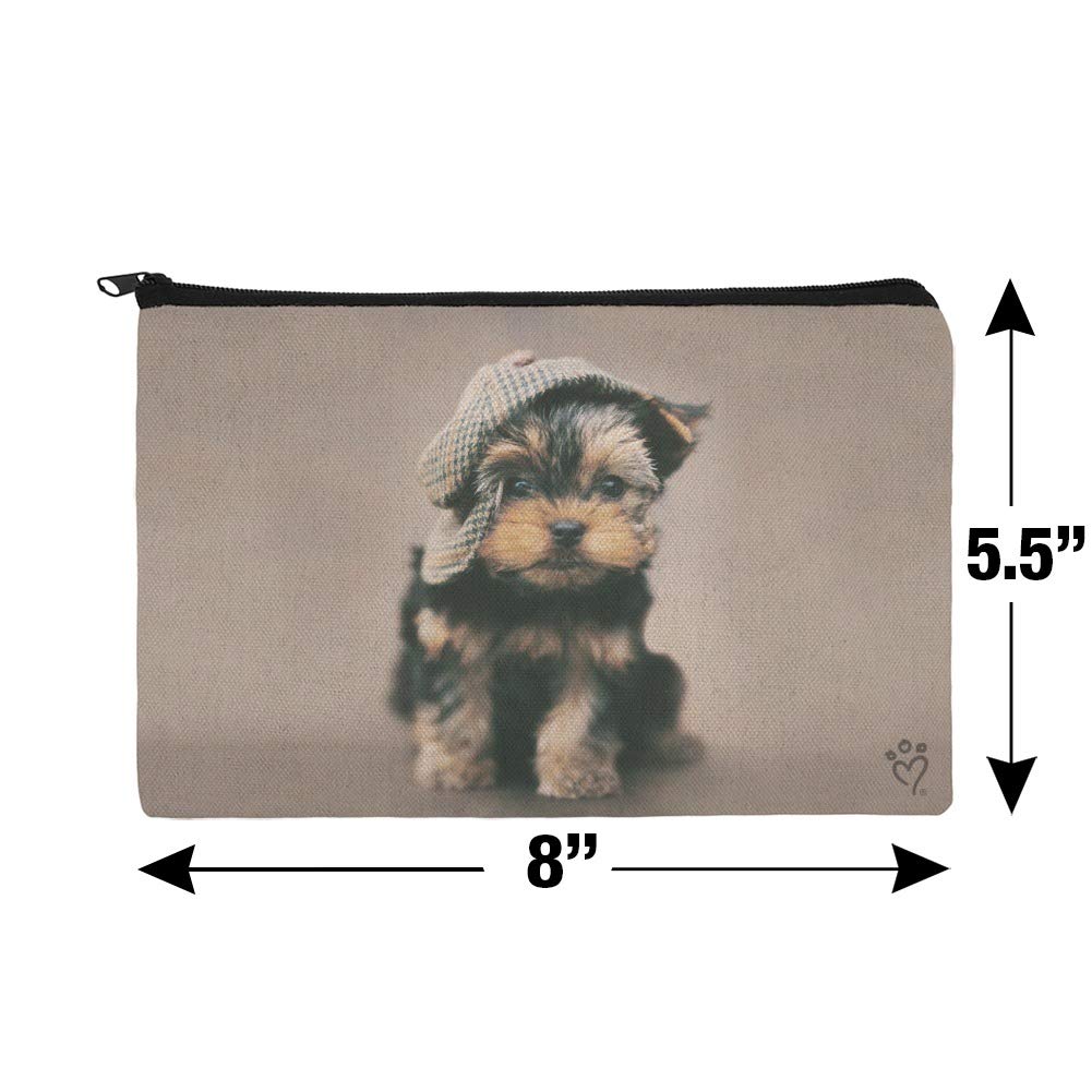 Yorkie Yorkshire Terrier Dog Hat - Stylish Dapper Cap for Small Dogs | Pet Costume Accessory for Parties & Photo Shoots | Cute Cosmetic Bag Organizer Pouch for Makeup & Travel