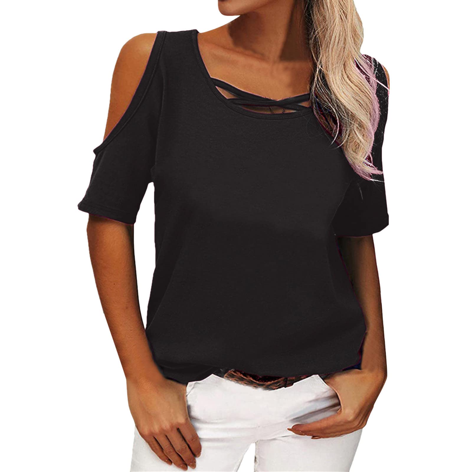 Women's One Shoulder Tops - Summer V Neck Cold Shoulder Tunic Blouse Shirts | Casual Wear, Beach Outfits & Party Dresses