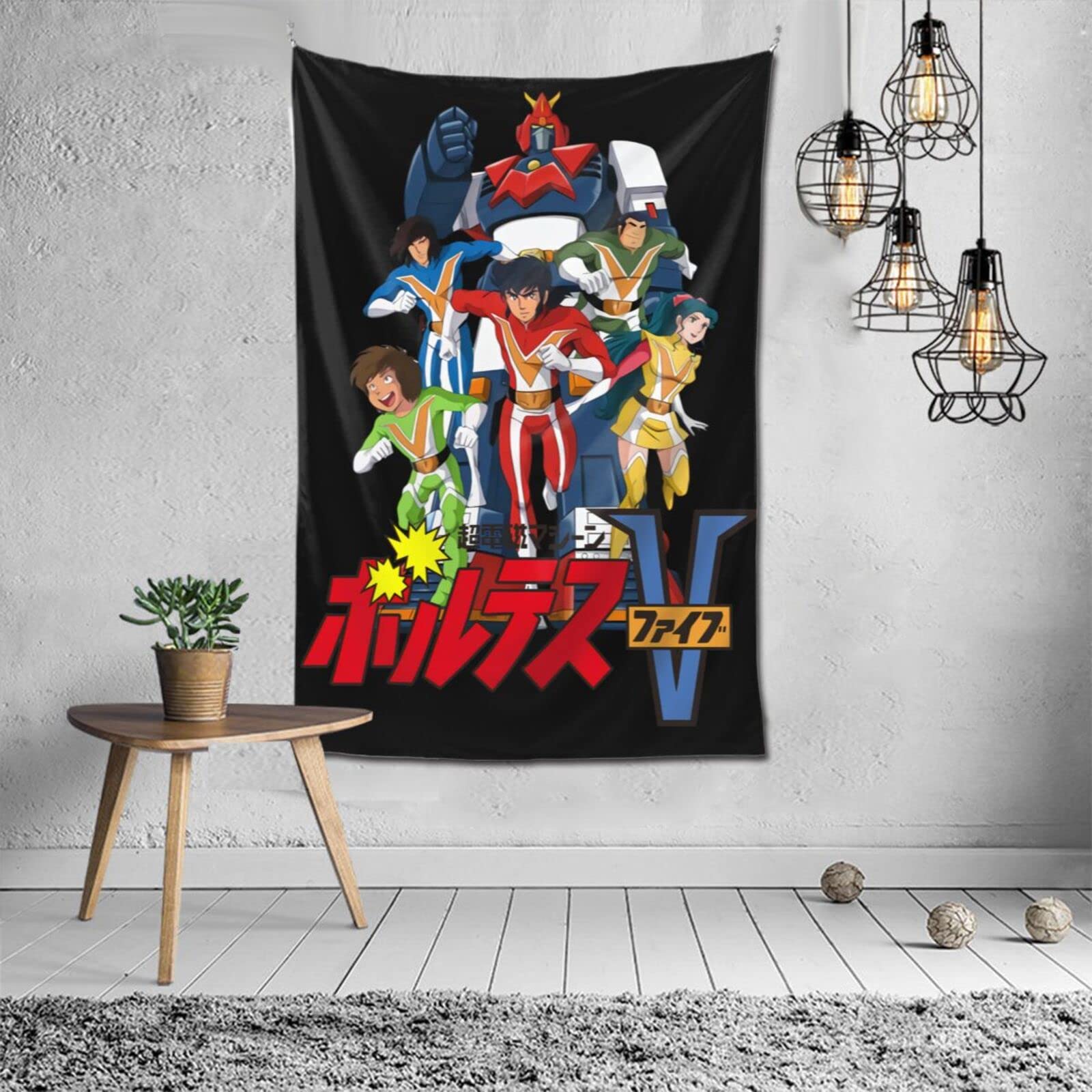 MAXLYA Anime Voltes V Tapestry Wall Hanging Blanket - 60x40 Inch Black Wall Art Decor for Bedroom, Living Room & Dorm | Perfect for Anime Fans, Home Decor & Gift Giving