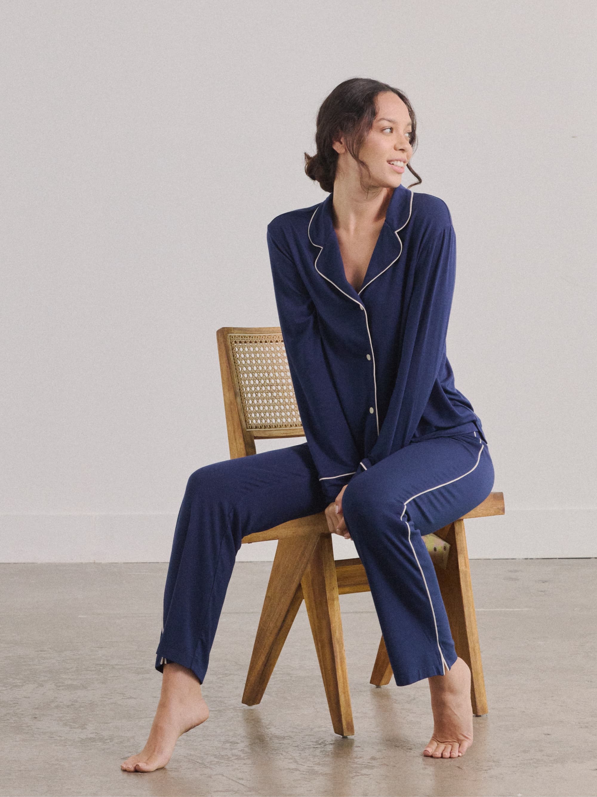 Soft Modal Long Sleeve Pajama Set for Women - Comfortable Sleepwear with Breathable Fabric - Perfect for Nighttime Relaxation & Lounging at Home