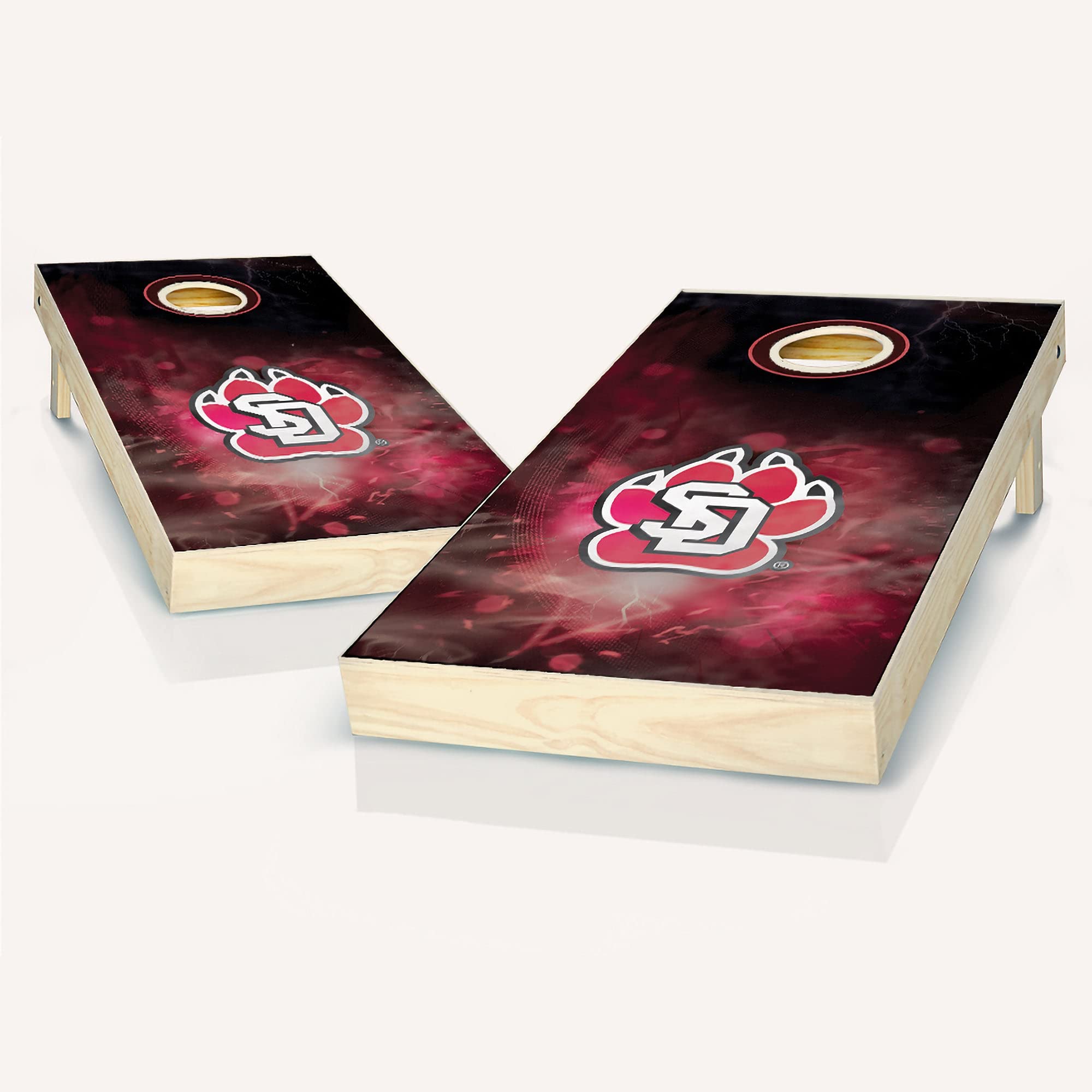 Skip's Garage South Dakota Smoke Cornhole Board Set - Custom Team Logo Design - Regulation Size Cornhole Game Boards for Backyard, Tailgating & Outdoor Parties