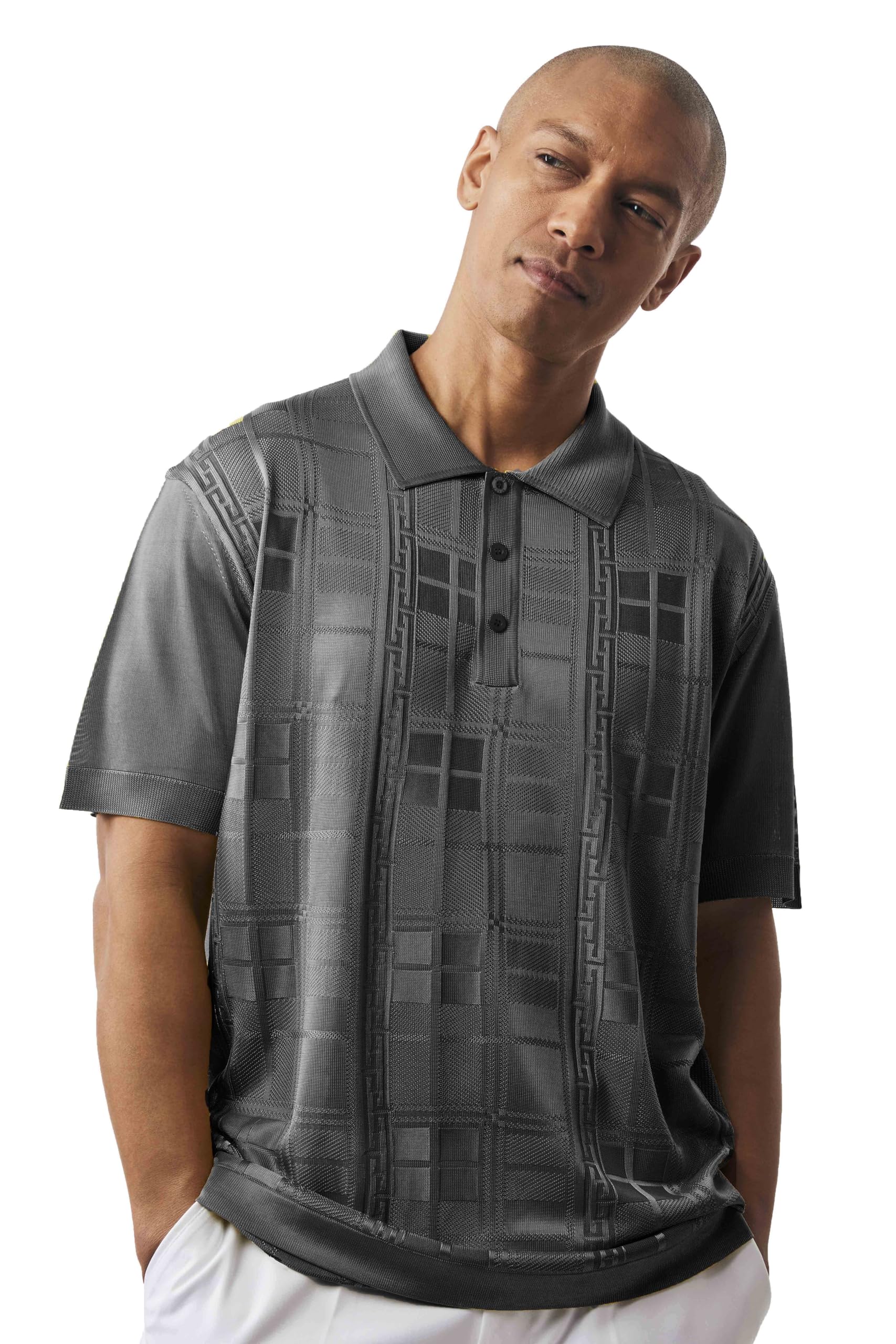 STACY ADAMS Men's Premium Italian Filament Yarn Short Sleeve Polo Shirt - Breathable & Stylish for Business Casual & Summer Wear