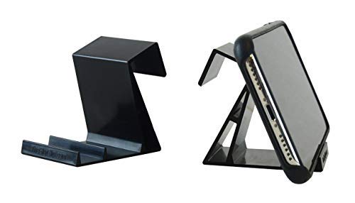SkyClip Airplane Phone Holder - Adjustable Back of Seat Tray Table Clip & Durable Stand for iPhone, Android, Tablets - Perfect for Inflight Entertainment, Reading & Work (Black, 2-Pack) - Travel Essential for Long Flights & Commuting