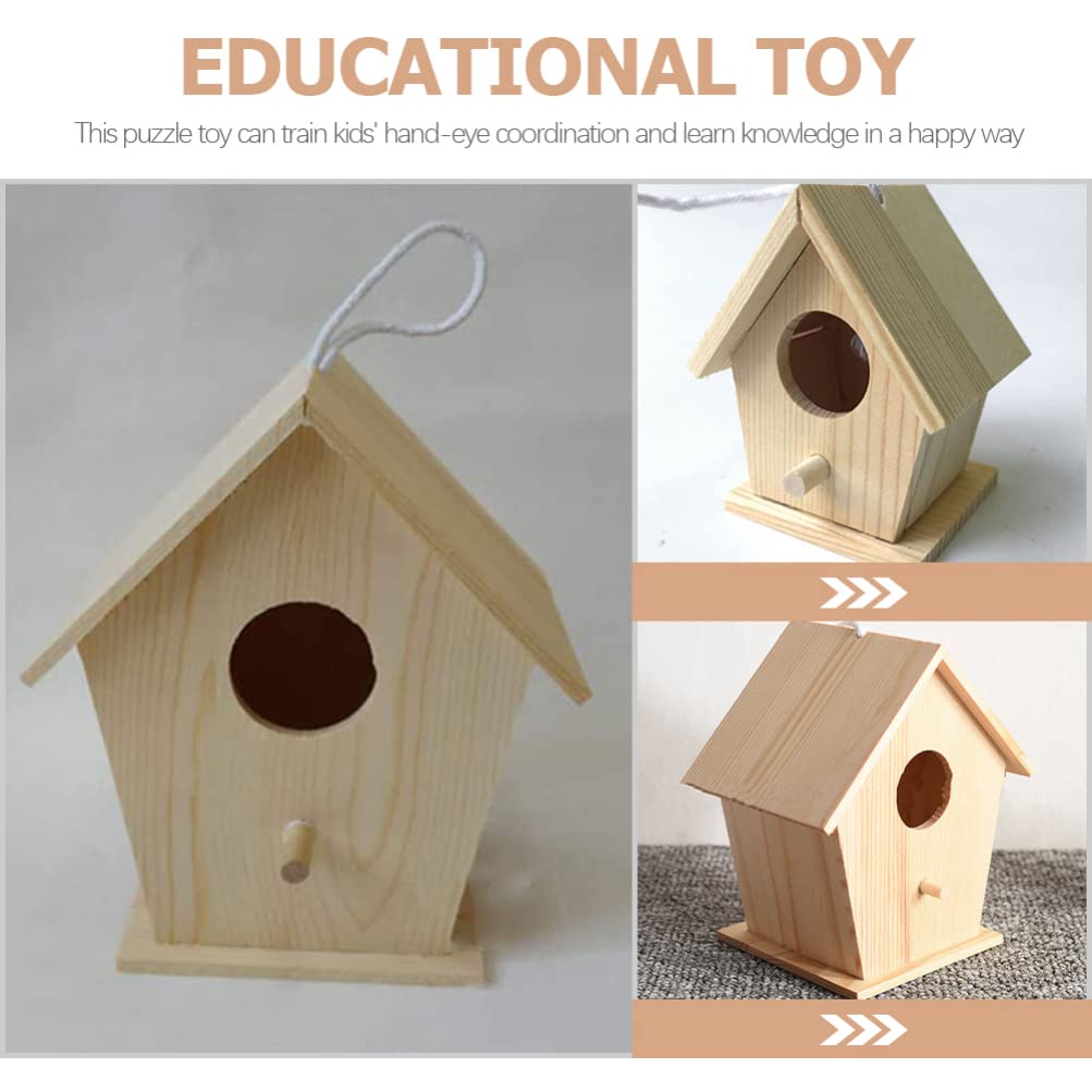 Unfinished Wood Hanging Birdhouse Kit - 2 Sets DIY Paintable Bird Houses for Kids Outdoor Crafts & Garden Decor | Creative Arts Project, Backyard Play & Nature Exploration Activity