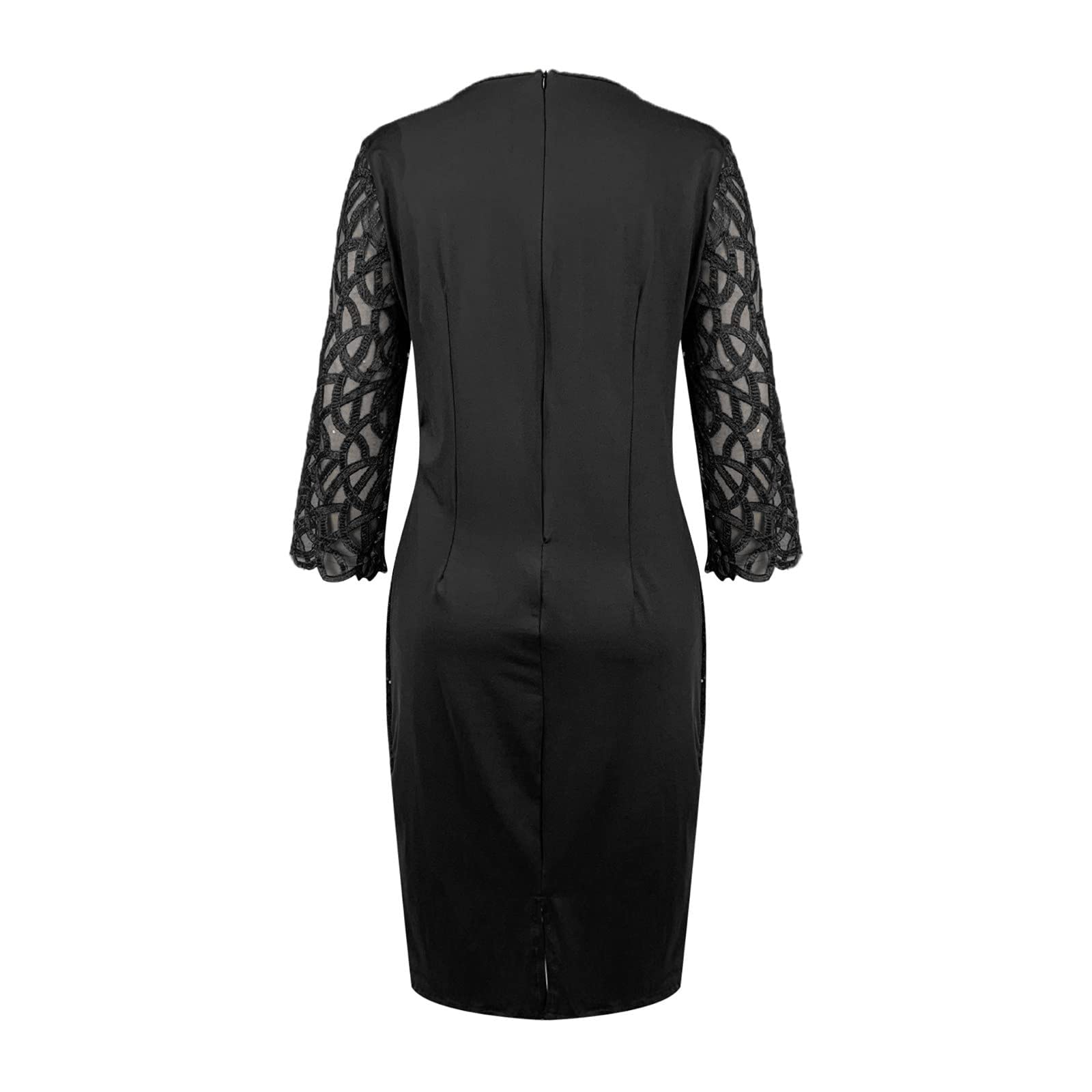 FOVIGUO Plus Size Sequin Mesh Patchwork Dress for Women - Elegant Wedding Guest Midi Dress with Weave Sleeves | Perfect for Cocktail Parties, Evening Events & Special Occasions