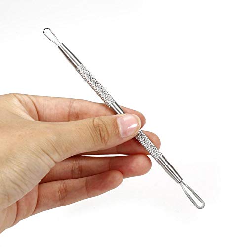 ADBHUTANAND® Professional Stainless Steel Blackhead Remover Kit - 5-Piece Anti-Slip Handle Comedone Extractor Set with Travel Case | Perfect for Facial Spa, Acne Treatment & At-Home Skincare Routine