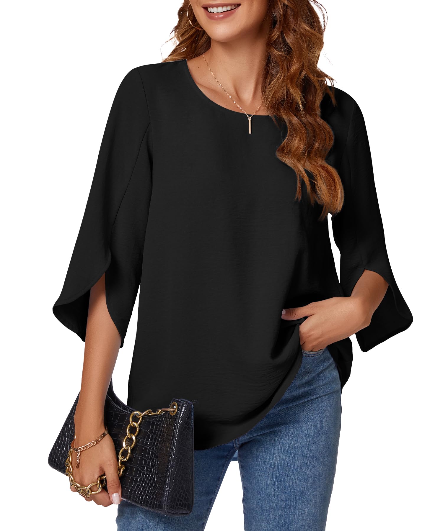 KUOTAI Women's Summer Tops - Dressy Casual 3/4 Sleeve Blouse for Work & Business Casual | Office Wear, Date Night & Summer Outfits