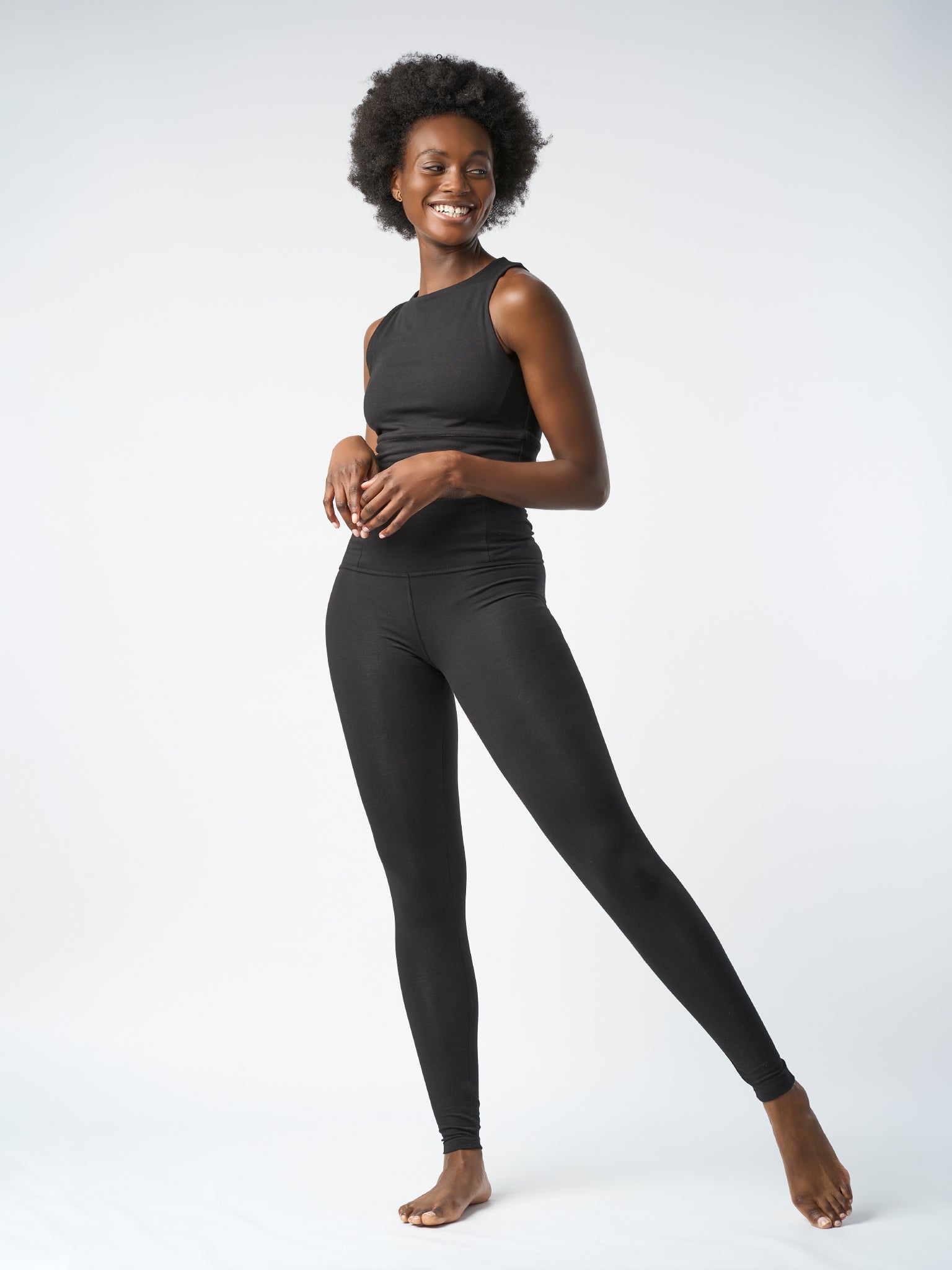 Premium Gossypium Rhythm Yoga Leggings for Women - High Waisted Black Workout Pants - Comfortable & Stretchy for Yoga, Gym, Running & Lounge Wear