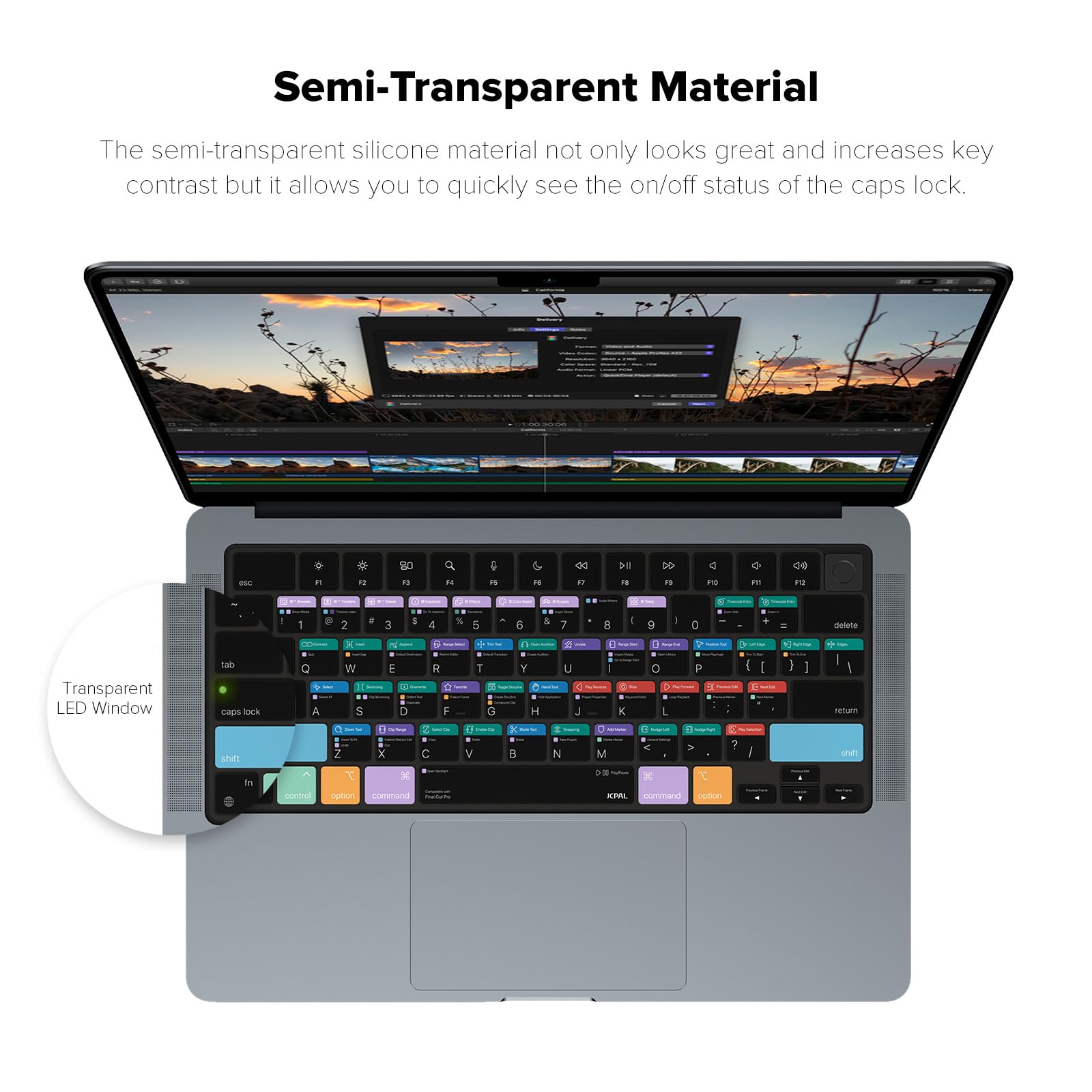 JCPal Final Cut Pro Shortcut Keyboard Cover for MacBook Pro 14/16