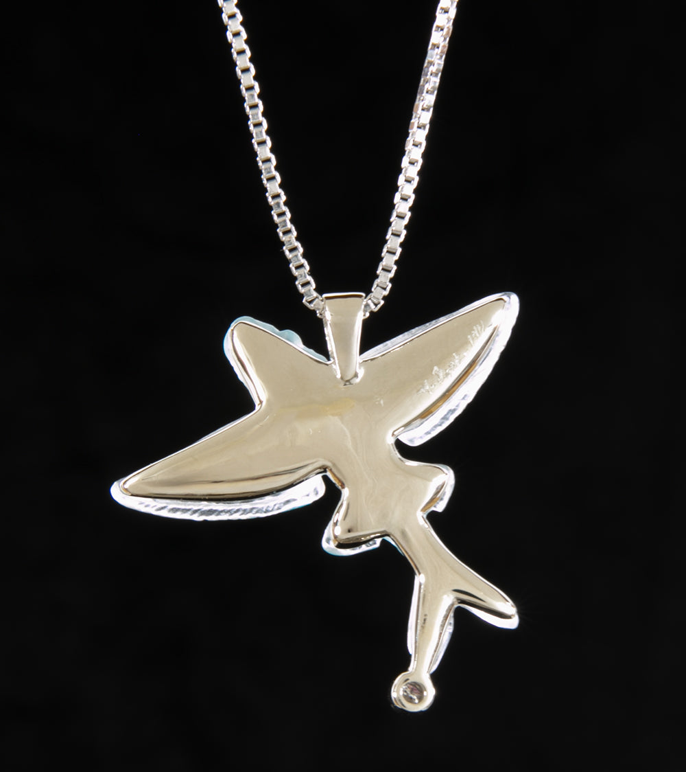 14K White Gold Diamond Flying Fish Pendant Necklace - Elegant Jewelry Gift for Women - Perfect for Birthdays, Anniversaries & Special Occasions