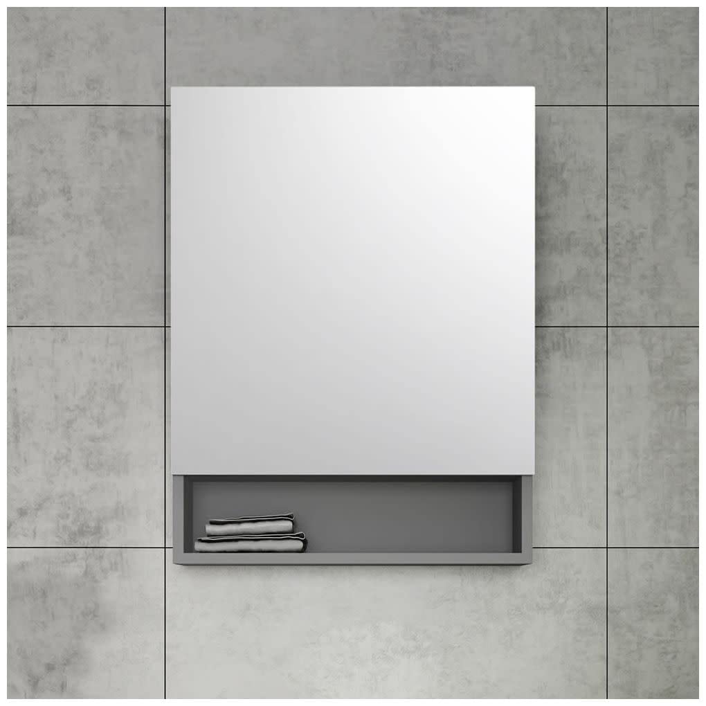 Fresca 24 Inch Gray Bathroom Medicine Cabinet with Small Bottom Shelf - Wall Mounted Mirror Storage for Bathroom Organization & Small Space Saving