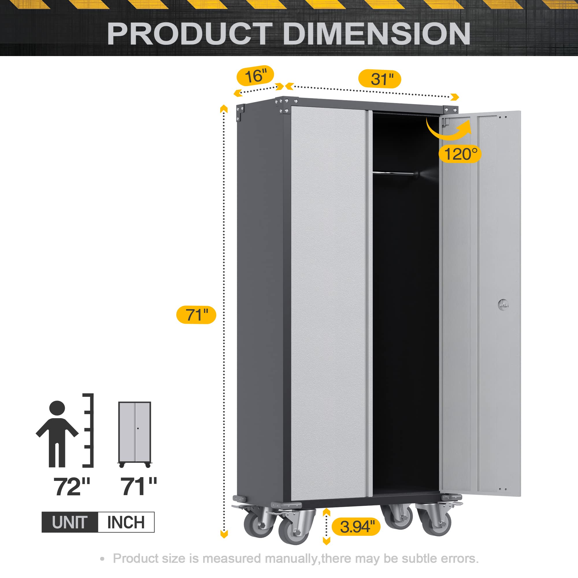 Heavy-Duty Metal Garage Storage Cabinet with Wheels - 71
