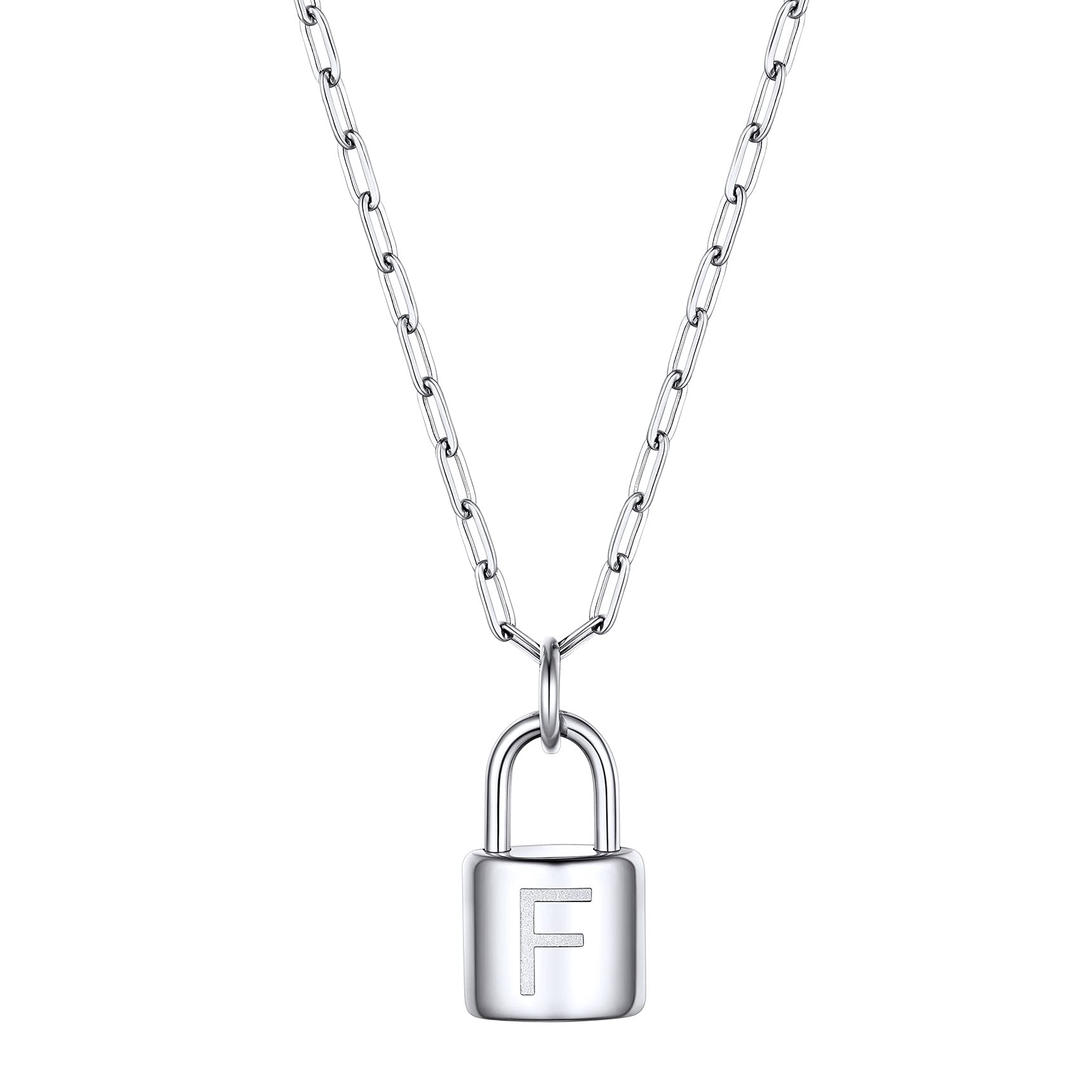 Dainty Initial Necklace for Women - Hypoallergenic Stainless Steel & Gold Paperclip Chain with Padlock Pendant - Minimalist Layered Jewelry Gift for Her - Perfect for Everyday Wear, Date Nights, and Special Occasions