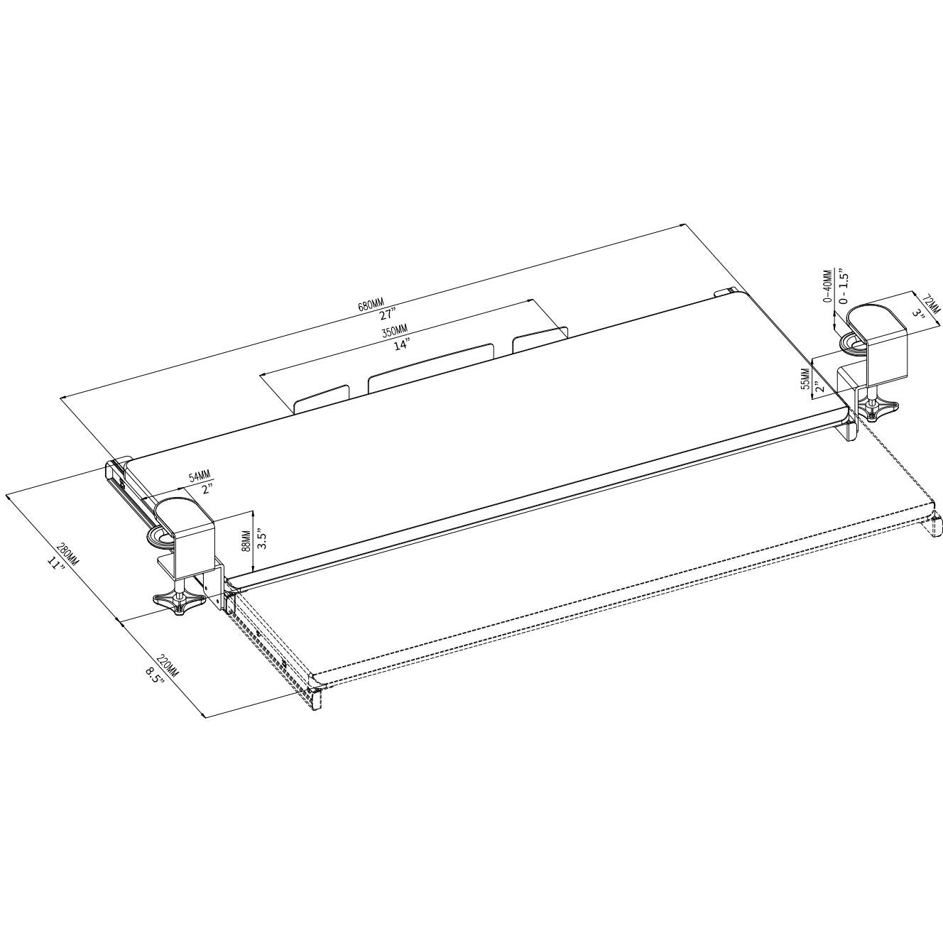 Under Desk Keyboard and Mouse Tray - Ergonomic Mount Slider for Computer Workstations | Perfect for Home Office, Gaming, and Workspace Organization
