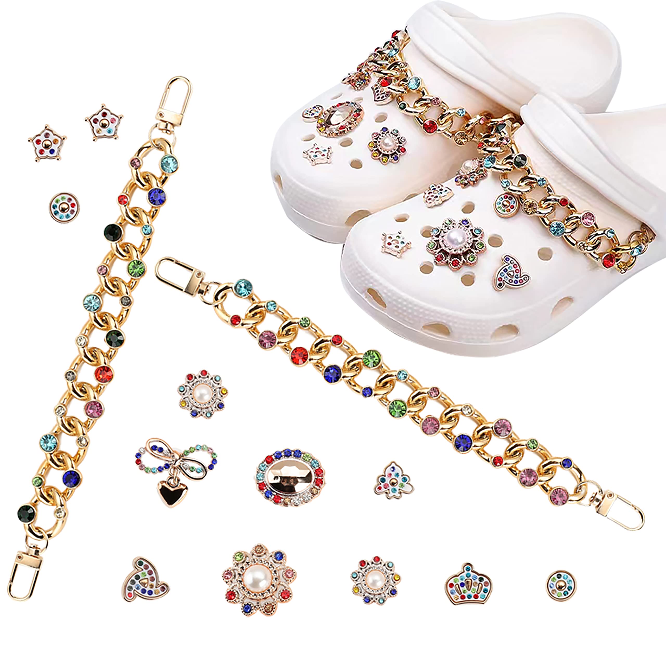 Zenosy Bling Shoe Charms for Clog Sandals - Crystal Shoe Decorations for Women, Girls & Kids - Perfect for Party, Birthday Gifts & Fashion Accessories - Great for Weddings, Prom & Special Occasions